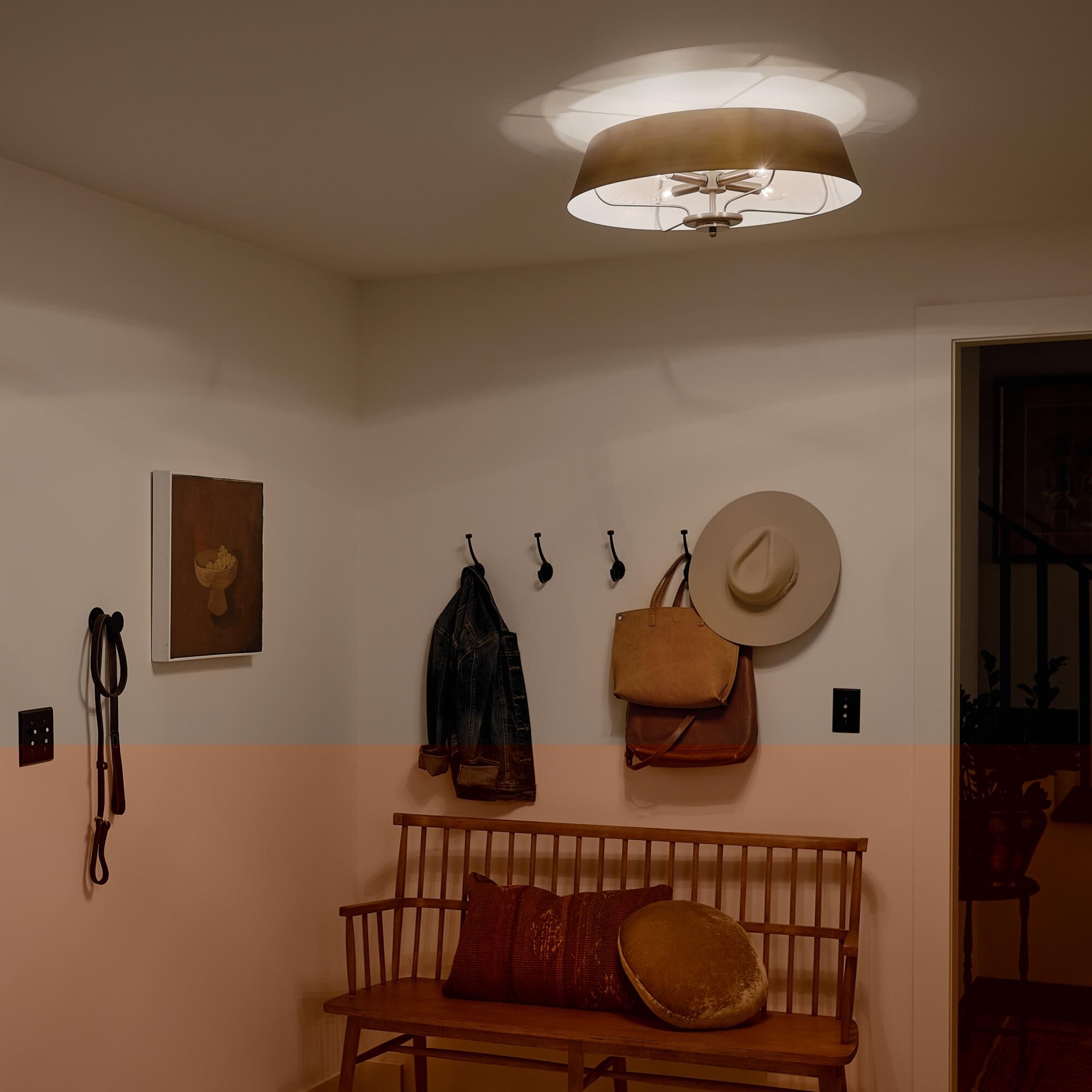 Shown in Brushed Natural Brass finish and Metal shade