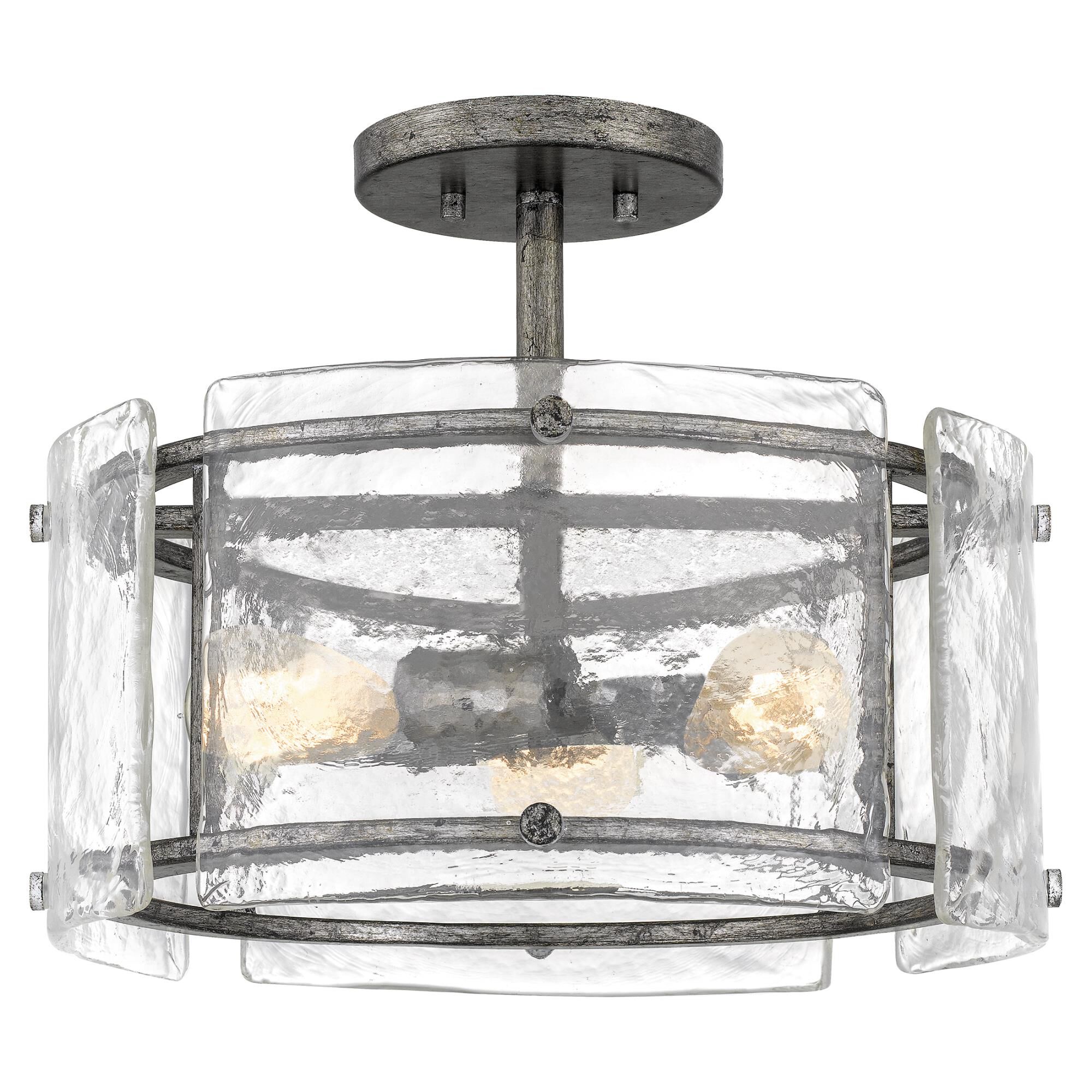 Shown in Mottled Silver finish and Clear Glass shade
