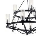 Shown in Black finish and Crackle Clear glass