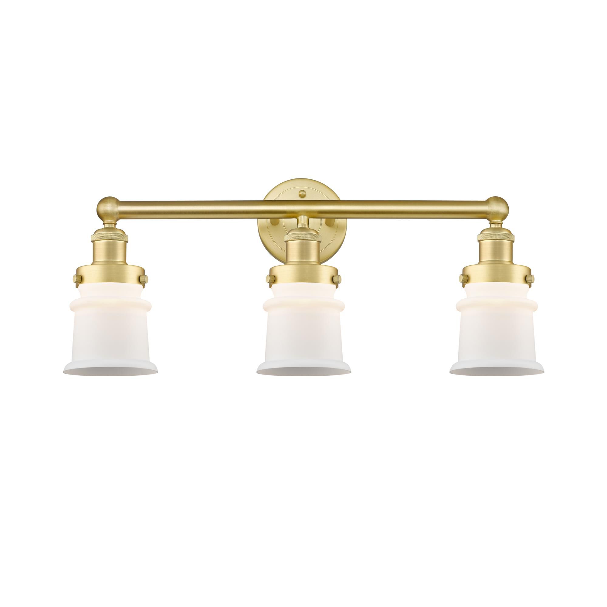 Shown in Satin Gold finish and Matte White glass