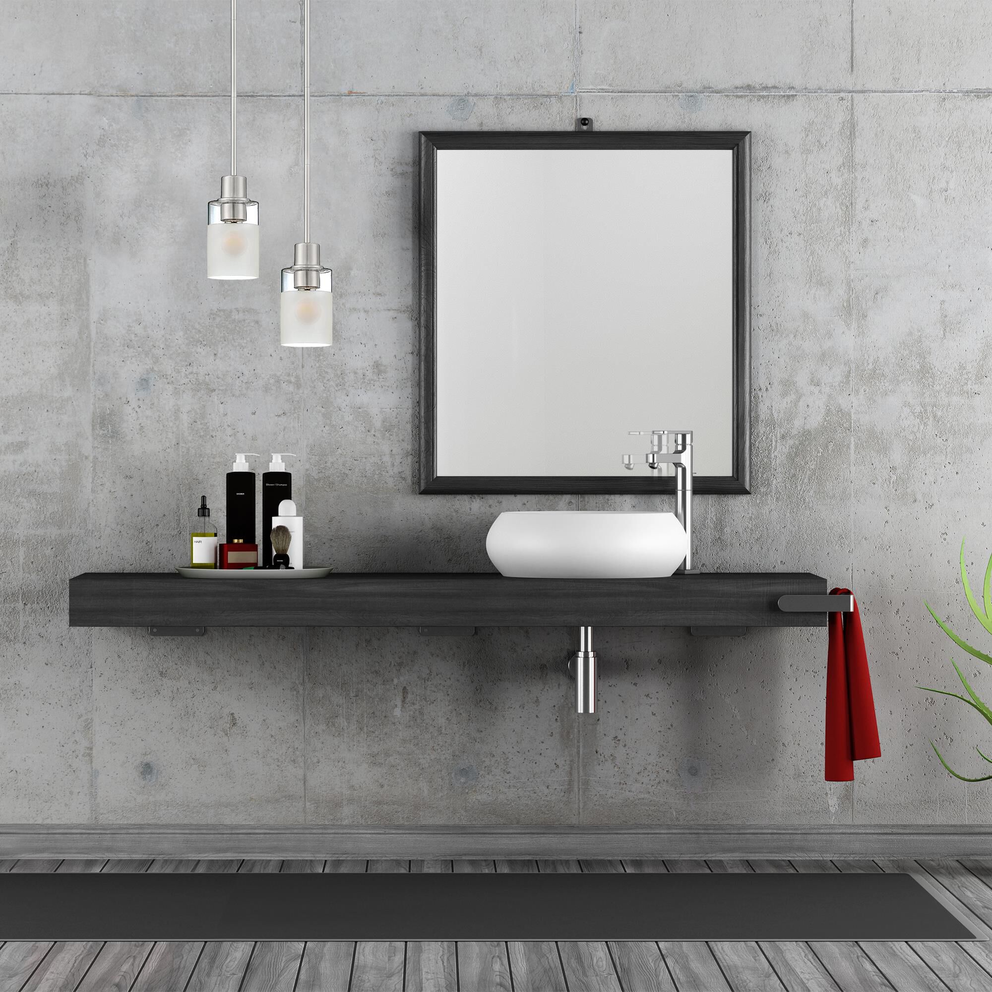 Shown in Brushed Nickel finish and Clear and Etched glass