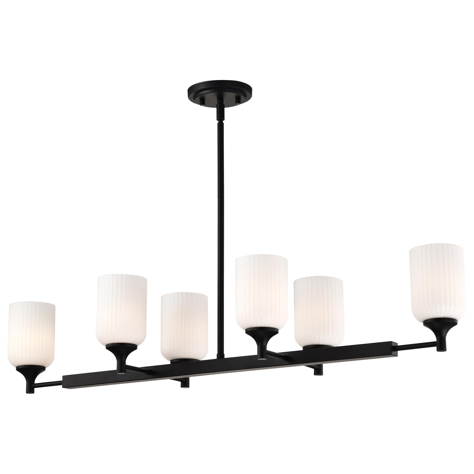 Shown in Matte Black finish and Frosted Ribbed glass