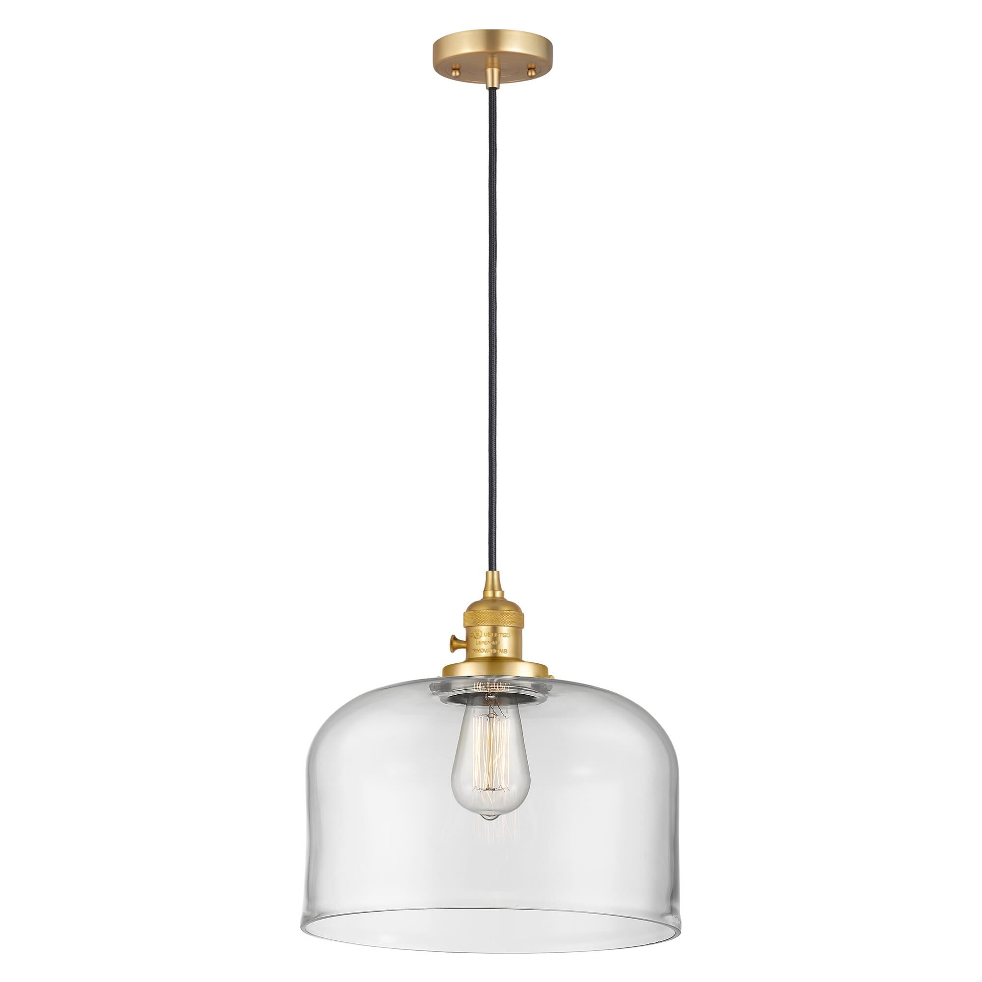 Shown in Satin Gold finish and Clear glass
