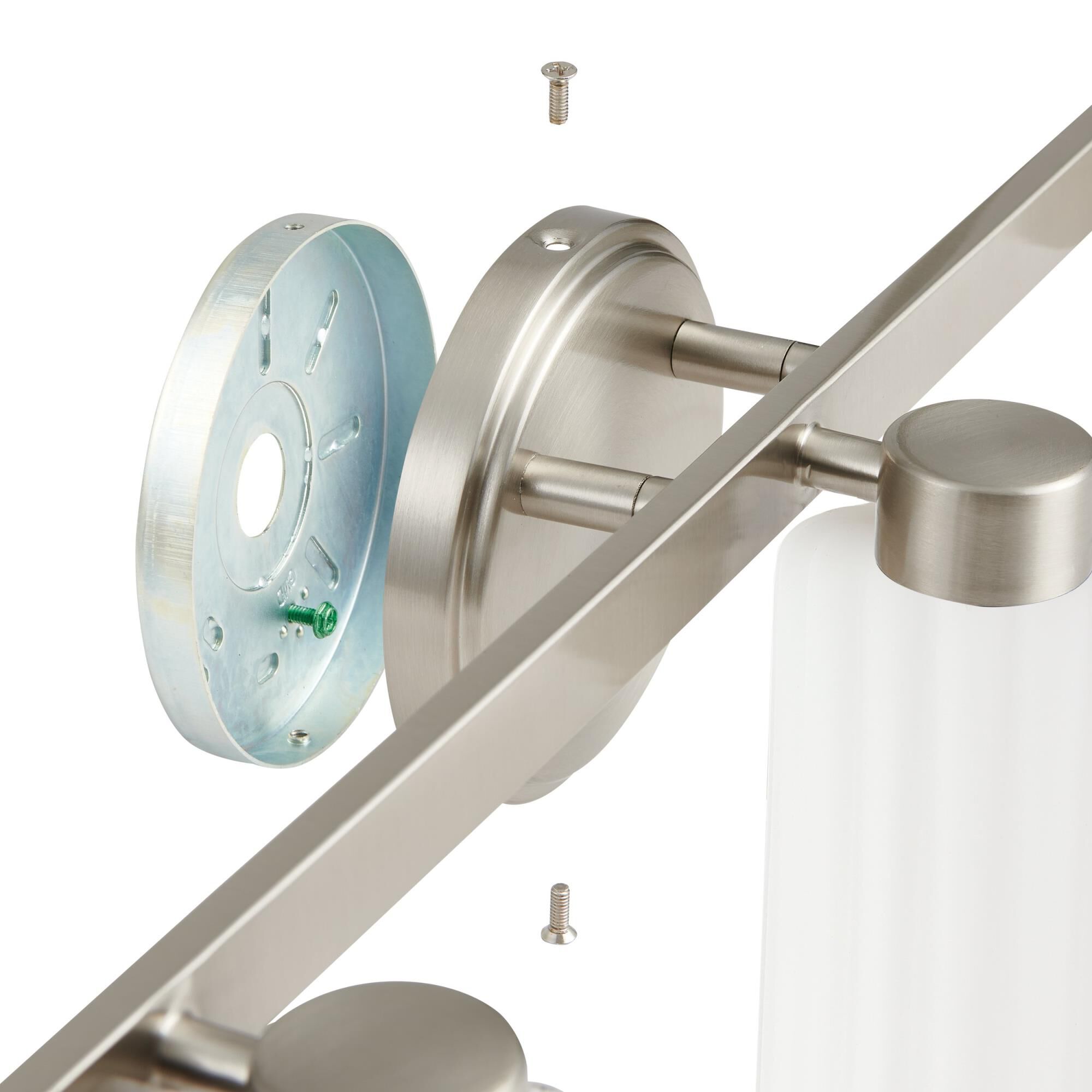 Shown in Brushed Nickel finish and Etched Opal Ribbed glass