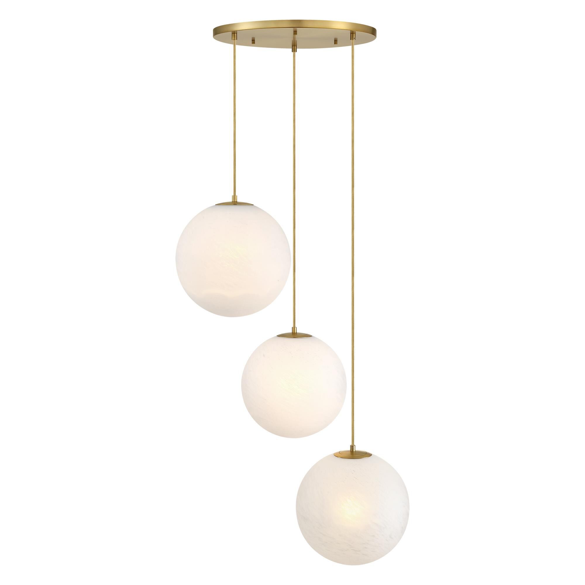 Shown in Brushed Gold finish and Etched Cloud glass