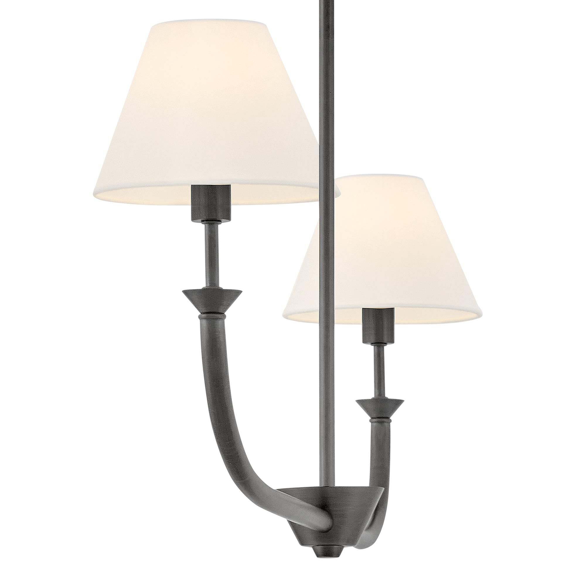 Shown in Blackened Brass finish and Off-White Linen shade