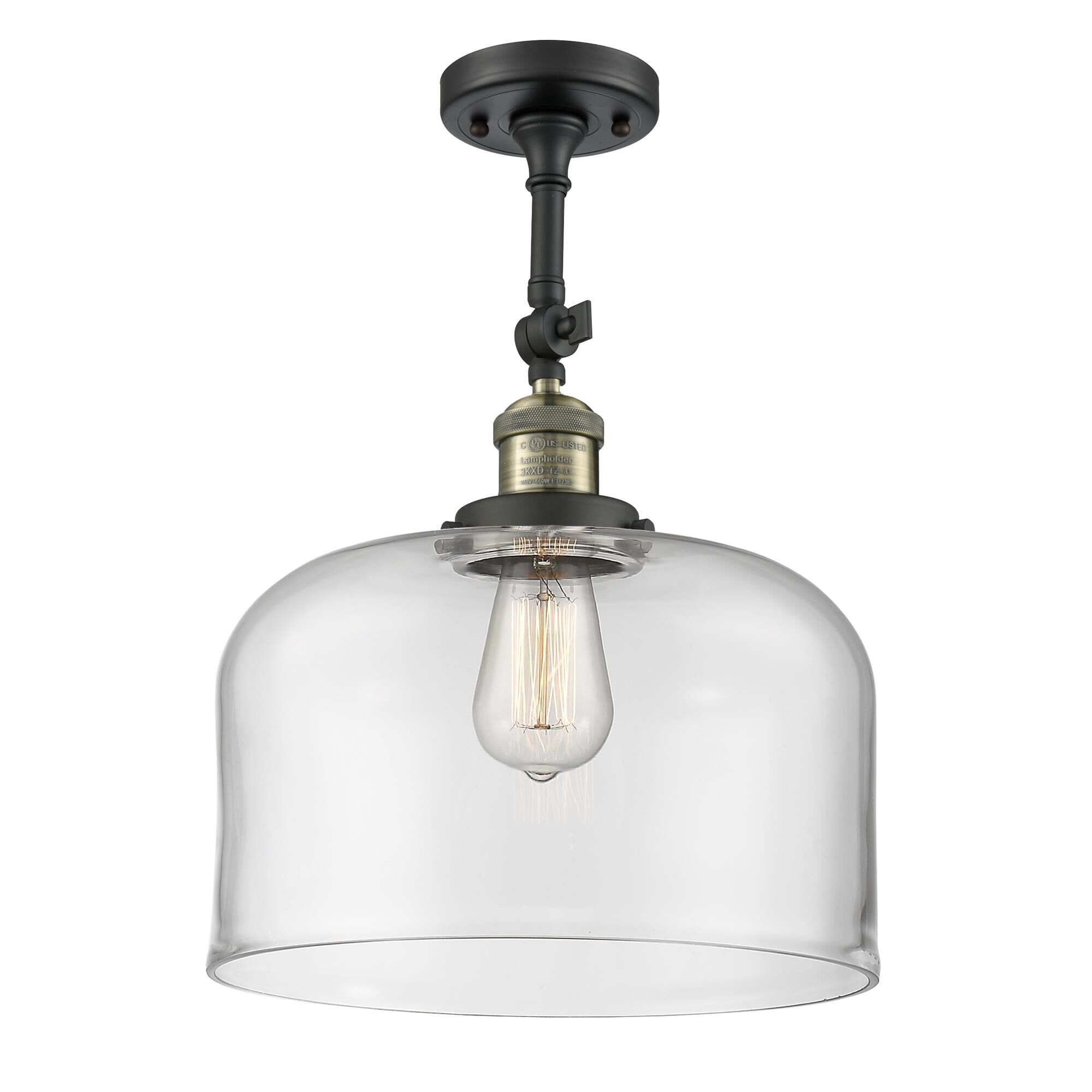 Shown in Black Antique Brass finish and Clear glass