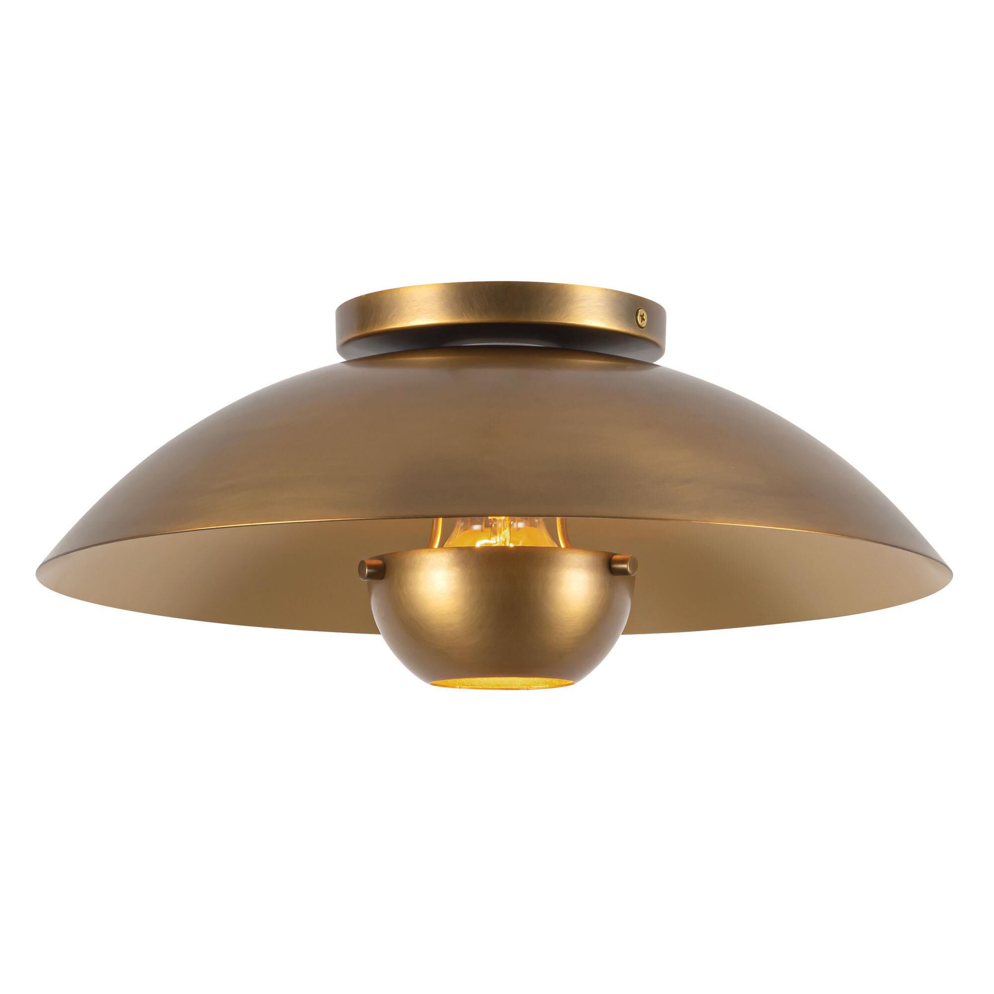 Shown in Vintage Brass finish and Steel shade