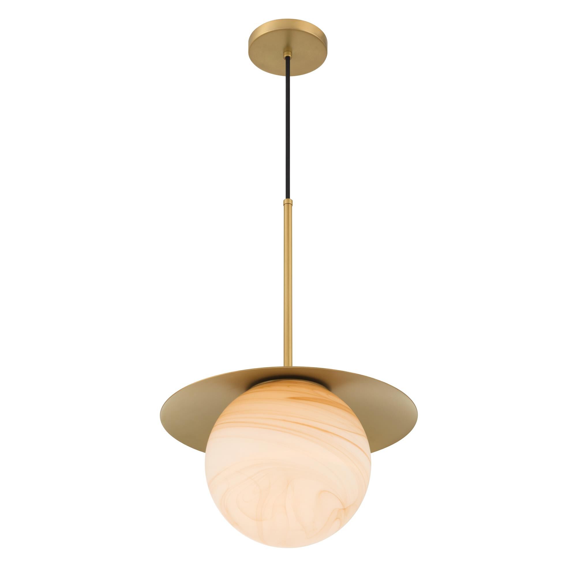 Shown in Legacy Brass finish and Etched Amber Swirl glass