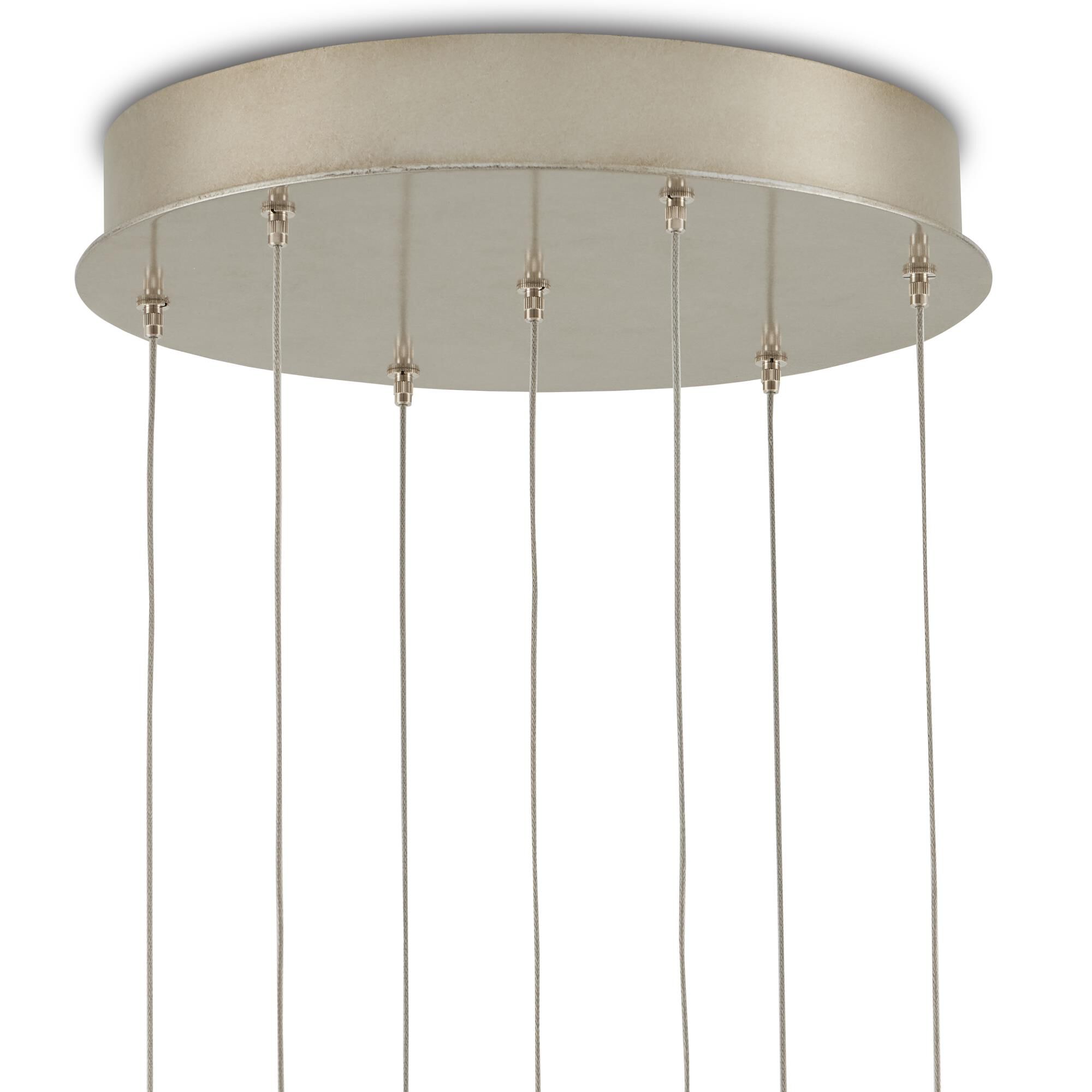 Shown in White/Antique Brass/Silver finish and White/Antique Brass/Glass/Iron shade