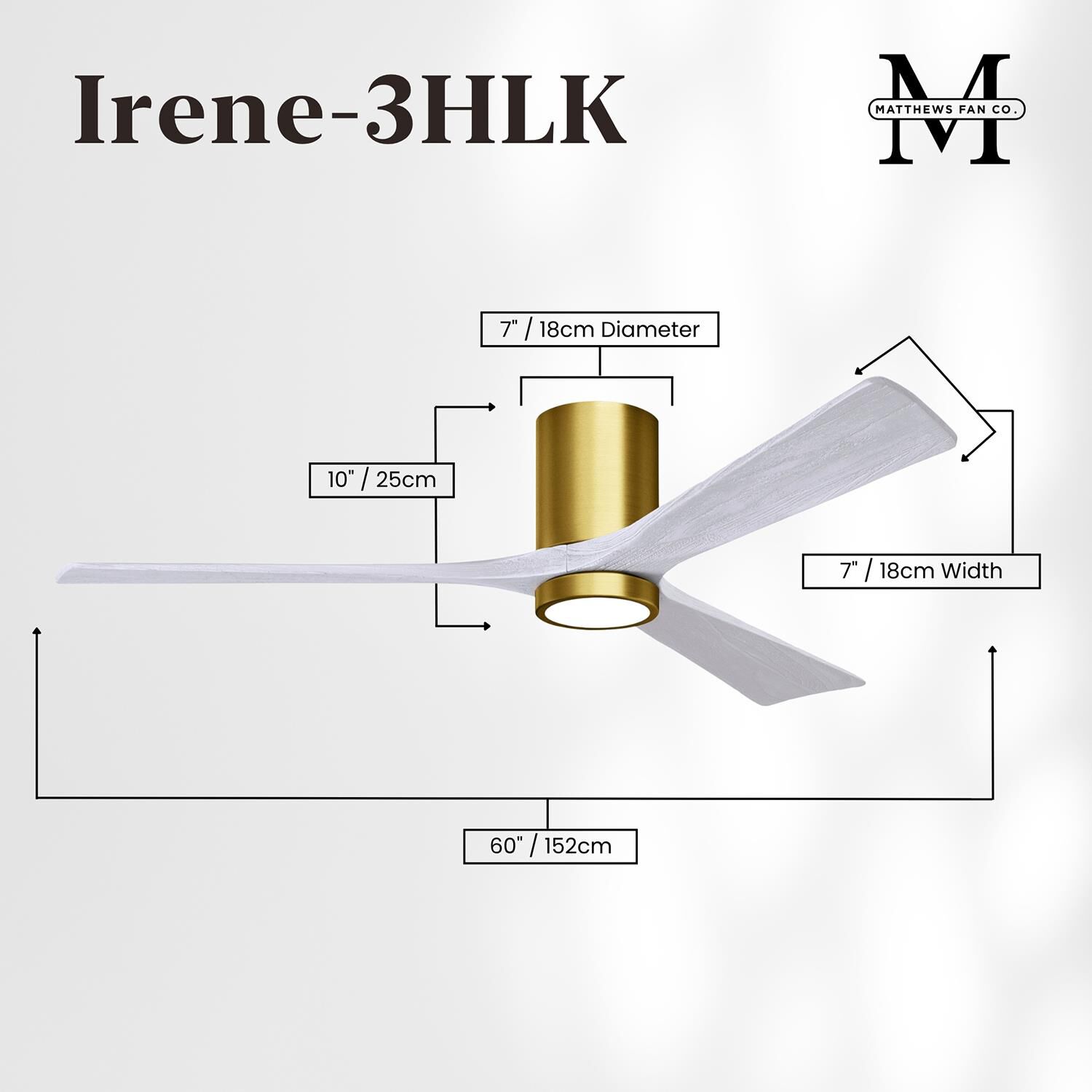 Irene 60 Inch Flush Mount Fan with Light Kit by Matthews Fan Company