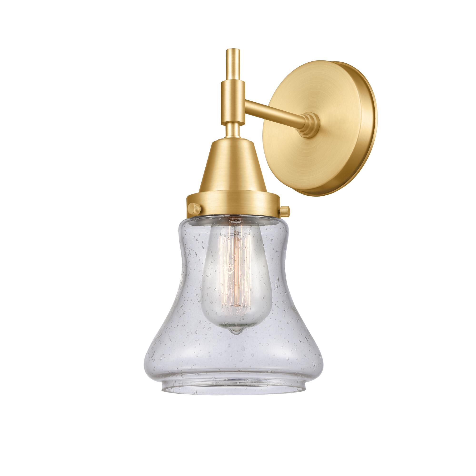 Shown in Satin Gold finish and Seedy Bellmont glass