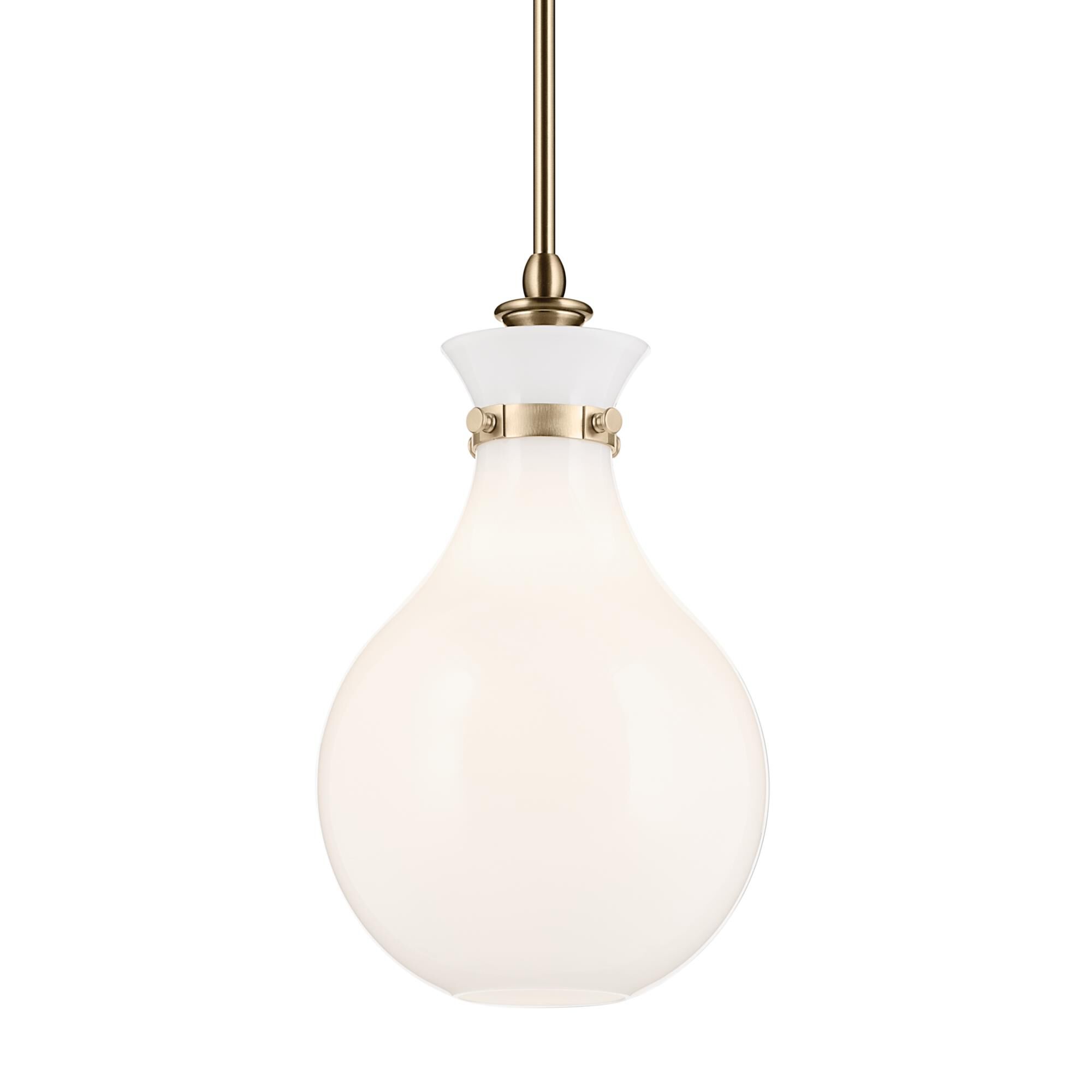 Shown in Champagne Bronze finish and Opal glass