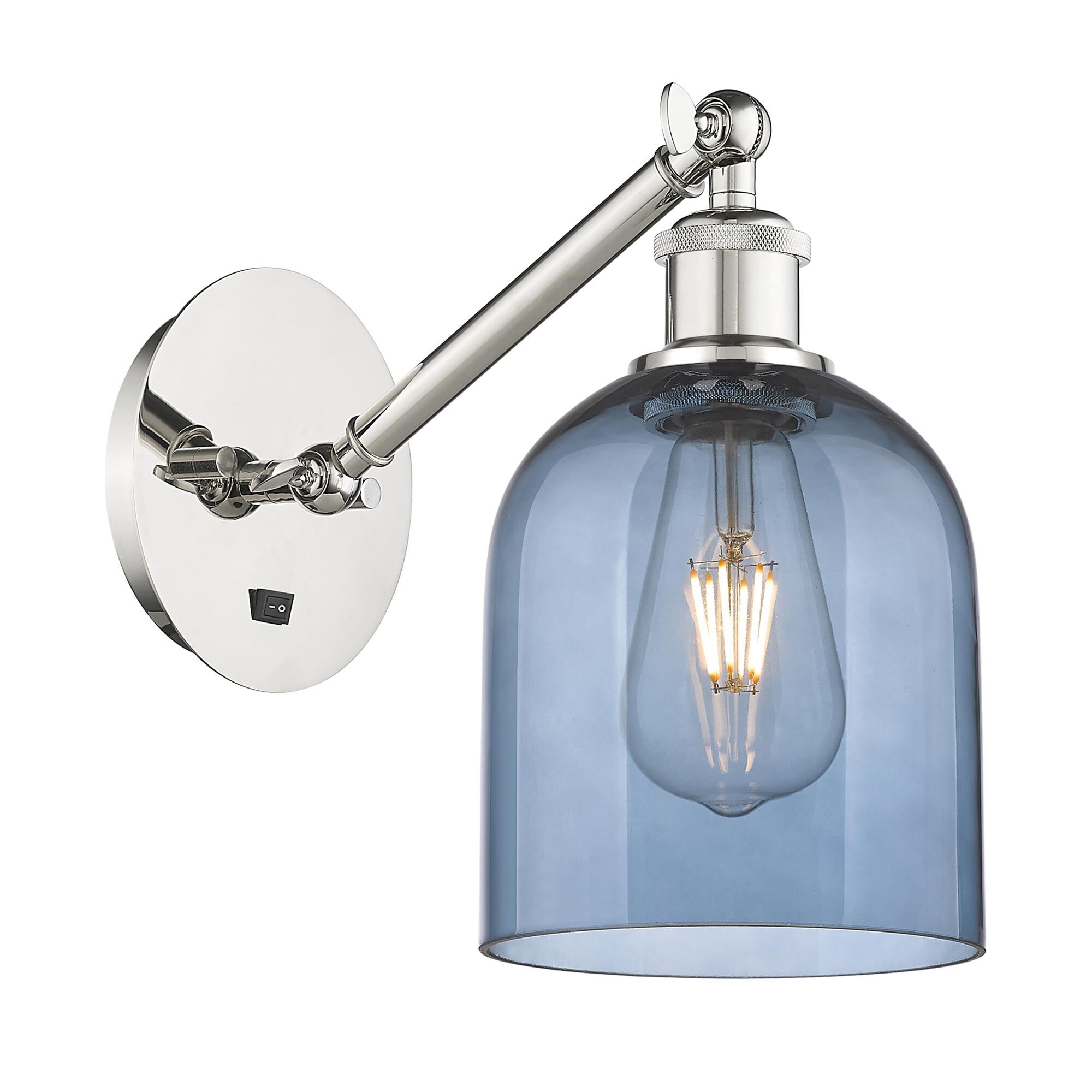 Shown in Polished Nickel finish and Princess Blue glass