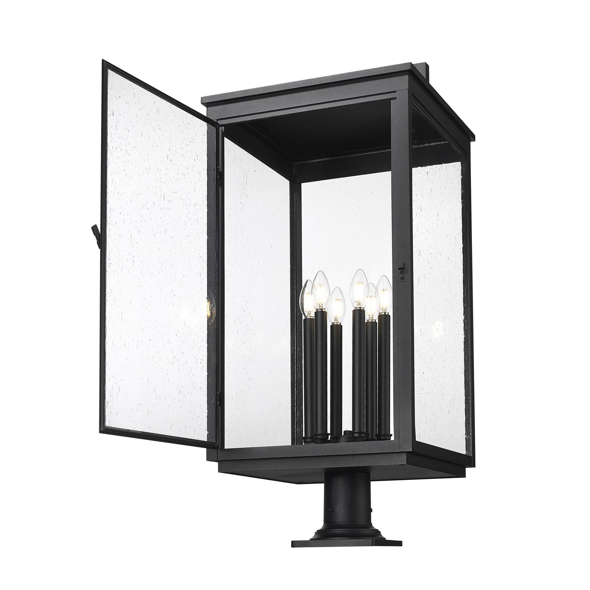 Shown in Sand Black finish and Clear Seedy glass and Clear Seedy shade