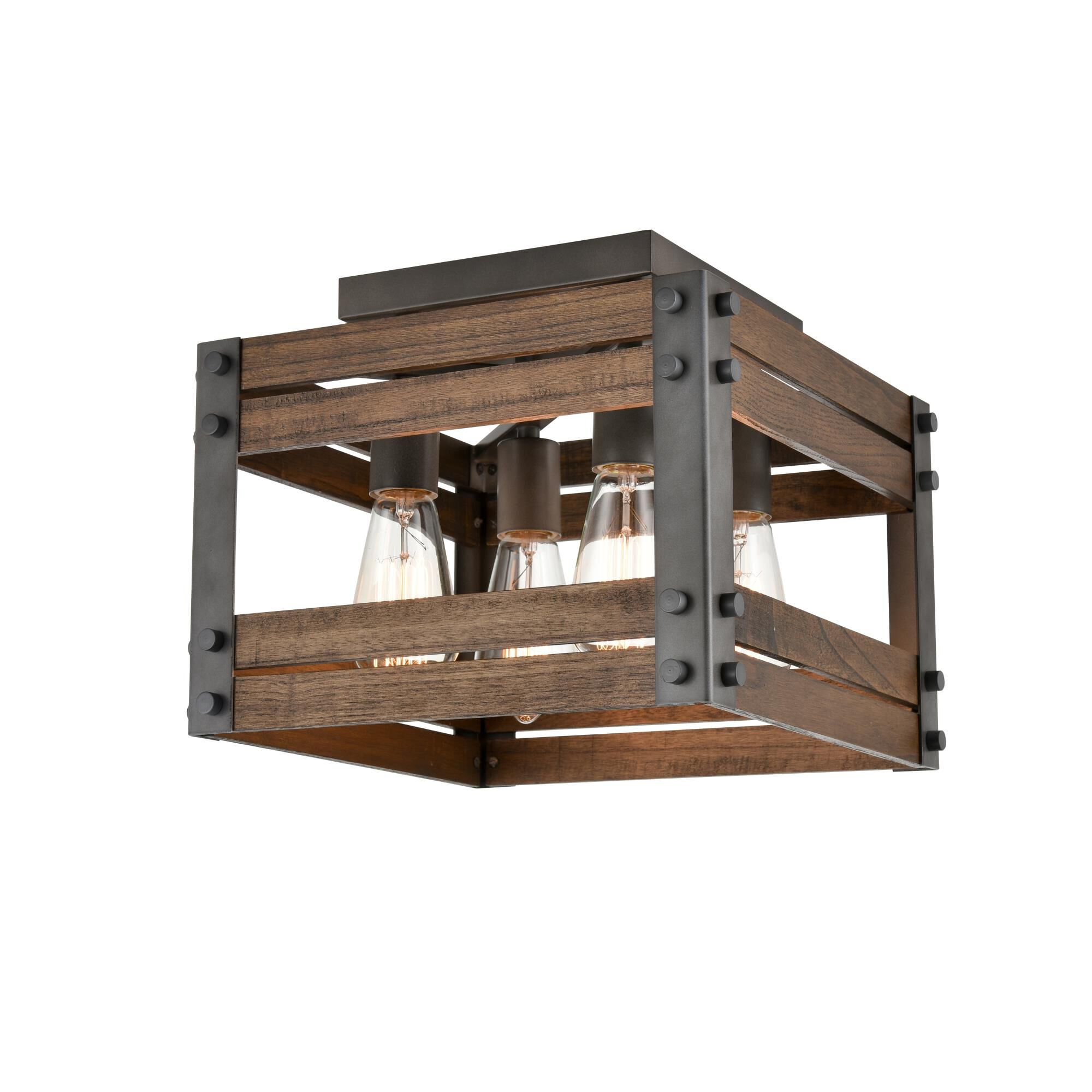 Shown in Aged Gun Metal finish and Distressed Wood accent