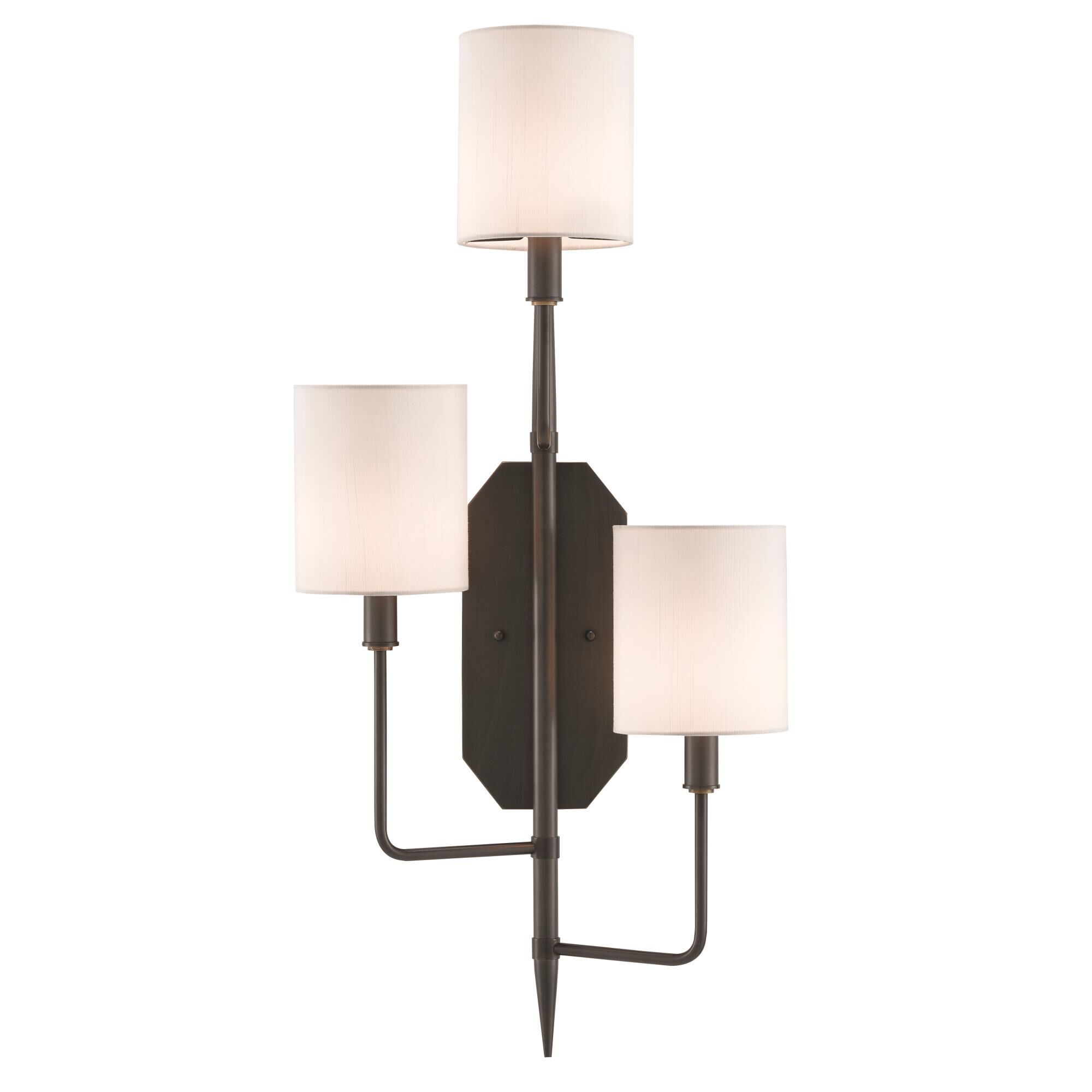 Shown in Oil Rubbed Bronze finish and Off White Shantung shade