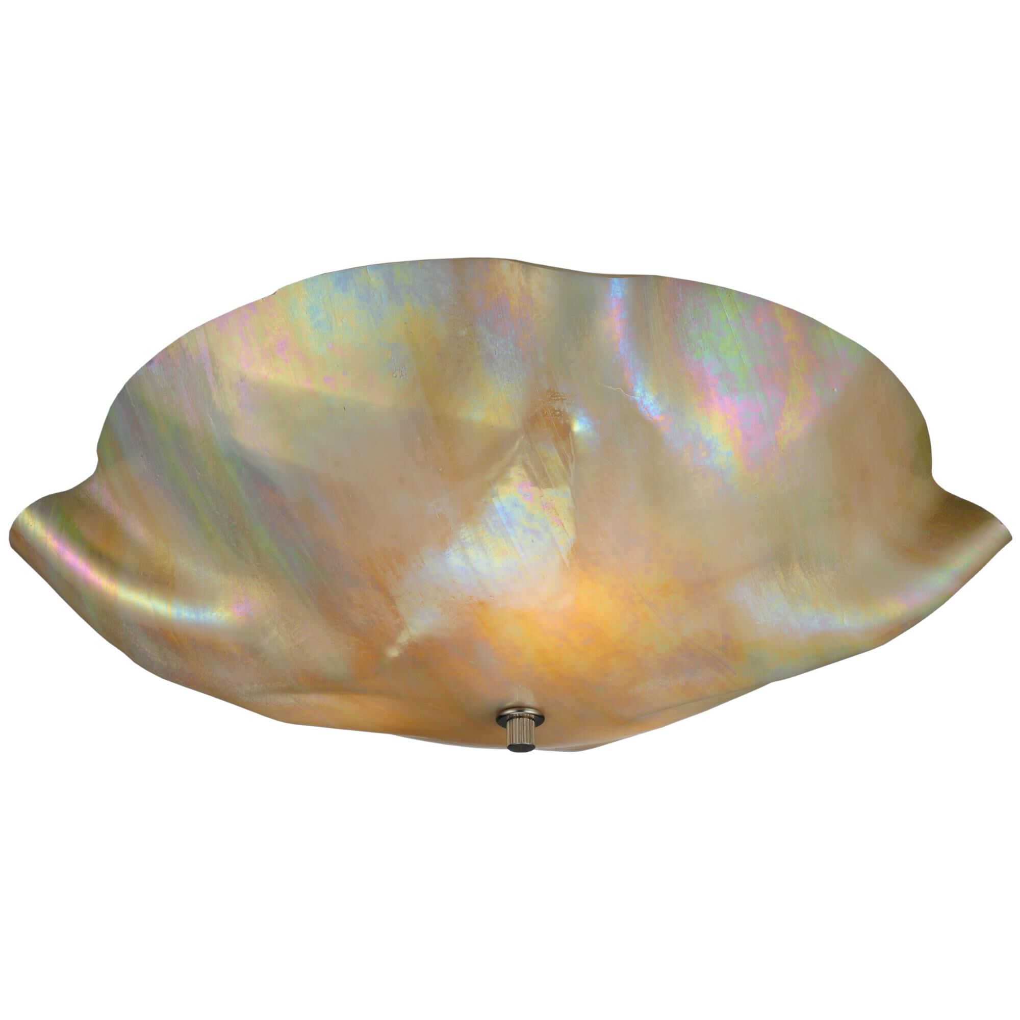 Organic Art Glass Beige Iridescent 16 Inch 3 Light Flush Mount by Meyda Lighting