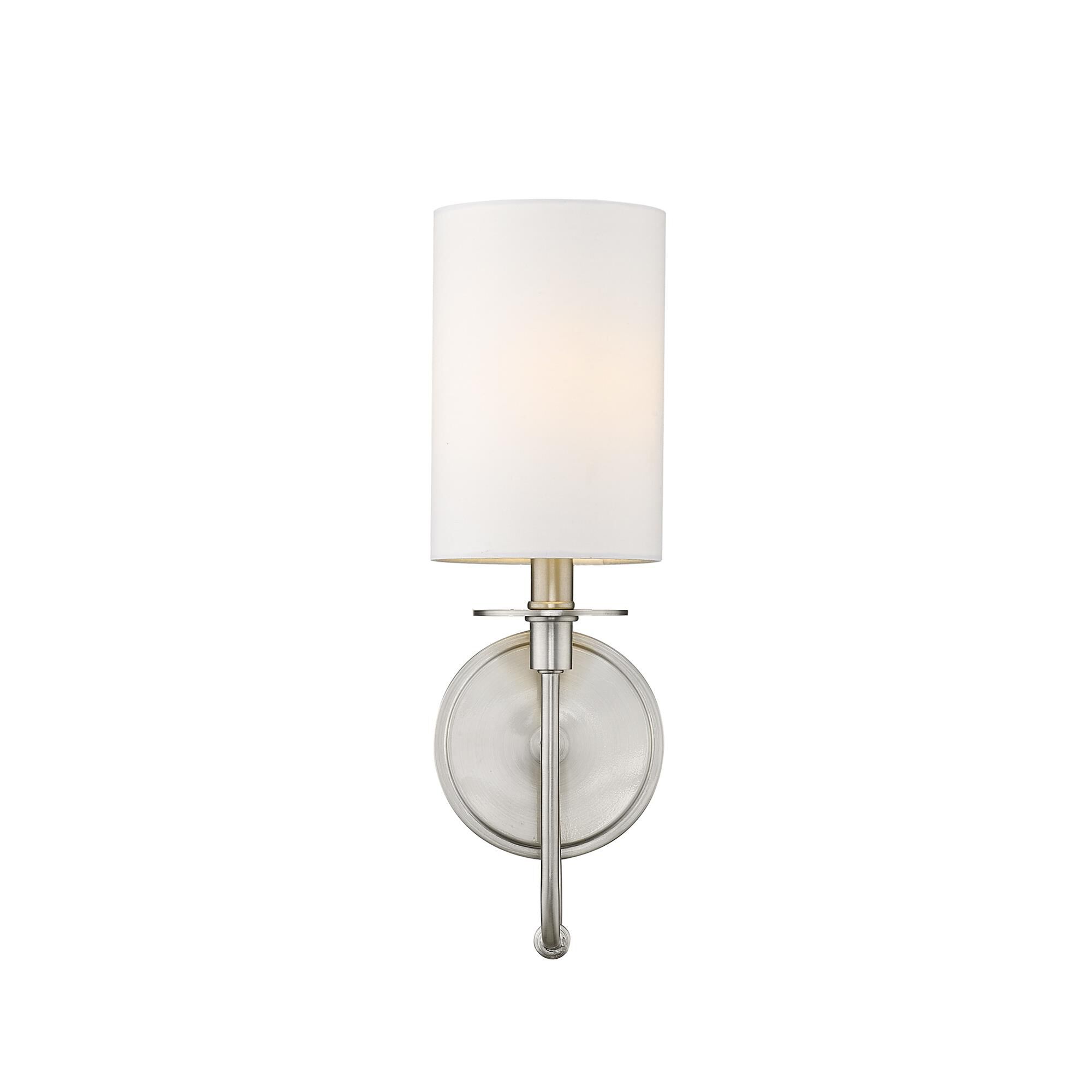 Shown in Brushed Nickel finish and Fabric glass and Fabric shade