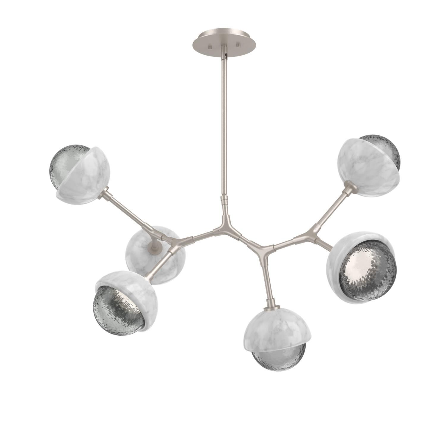 Shown in Beige Silver finish and Smoke glass and White Marble accent