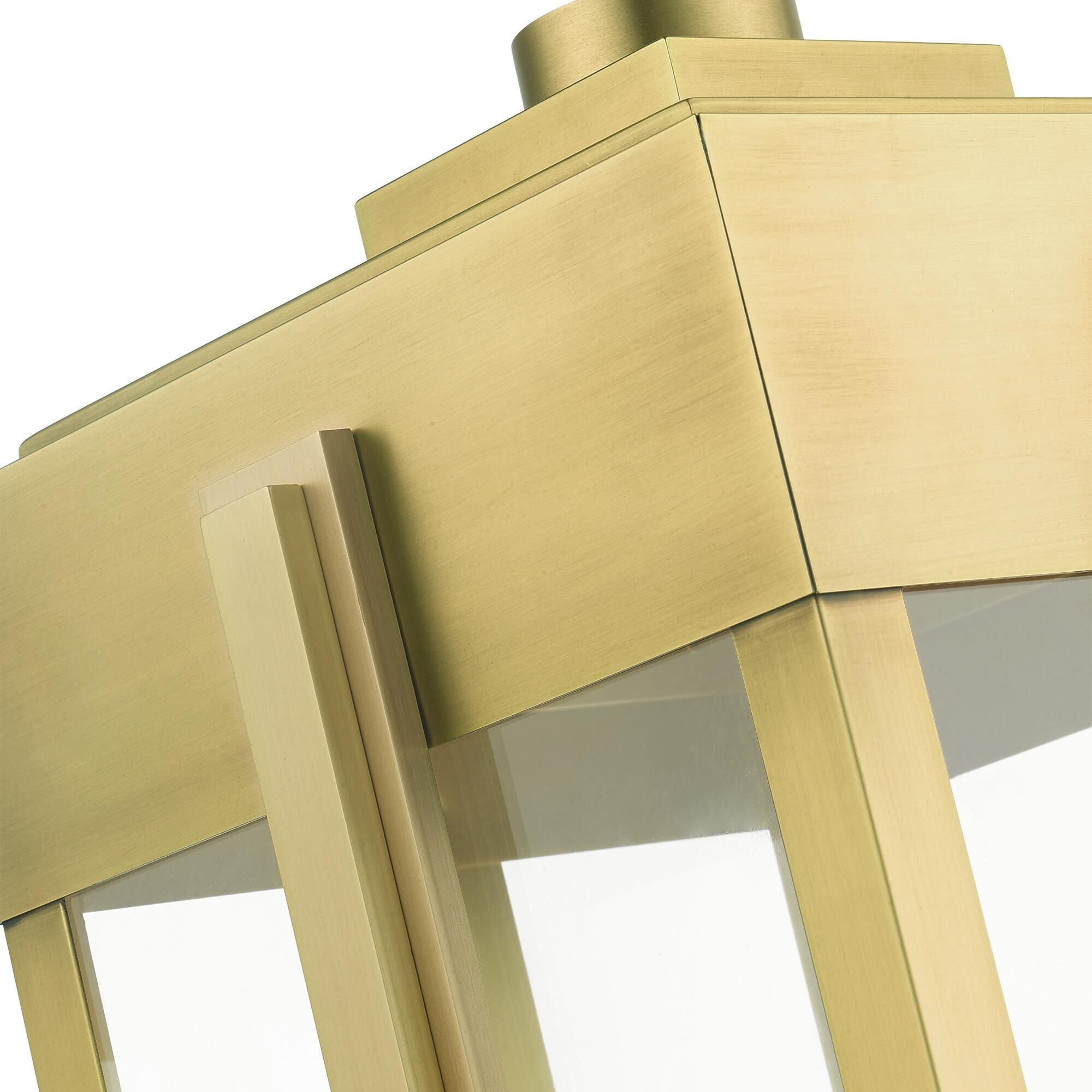 Shown in Natural Brass finish and Clear glass