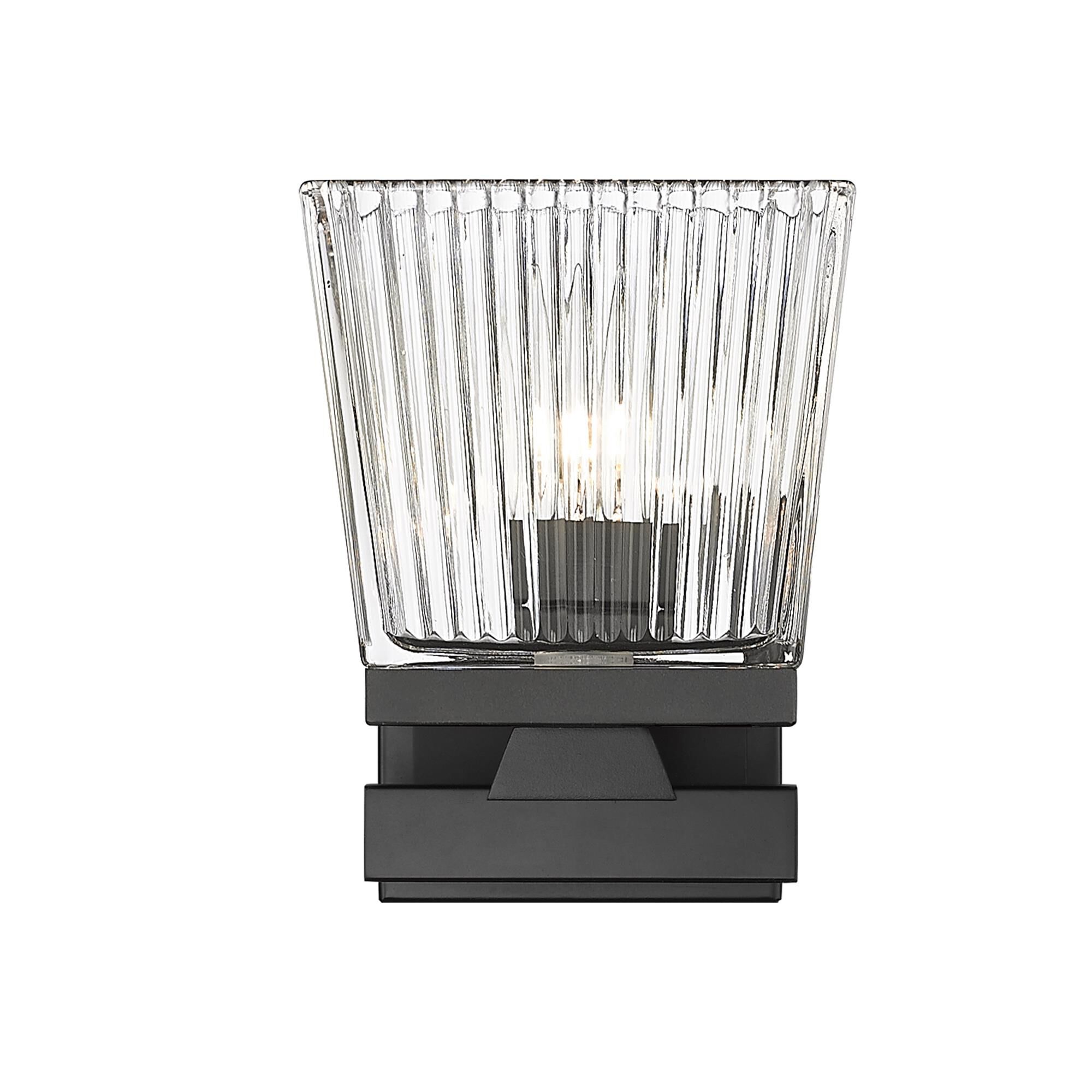 Shown in Matte Black finish and Glass shade