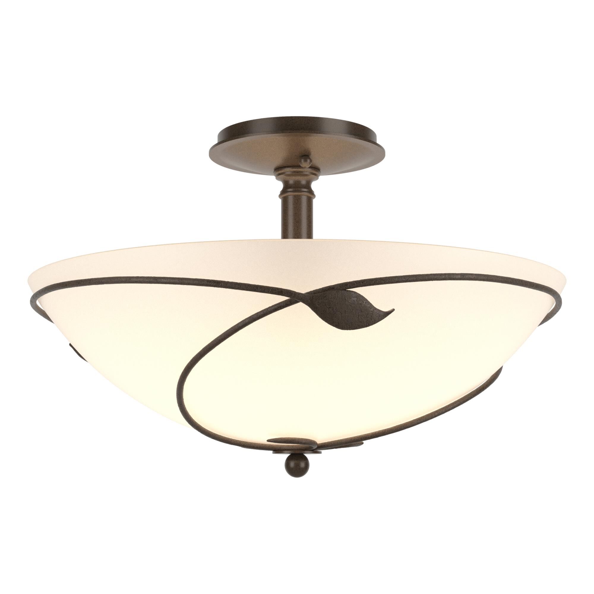 Forged Leaves 16 Inch 3 Light Semi Flush Mount by Hubbardton Forge