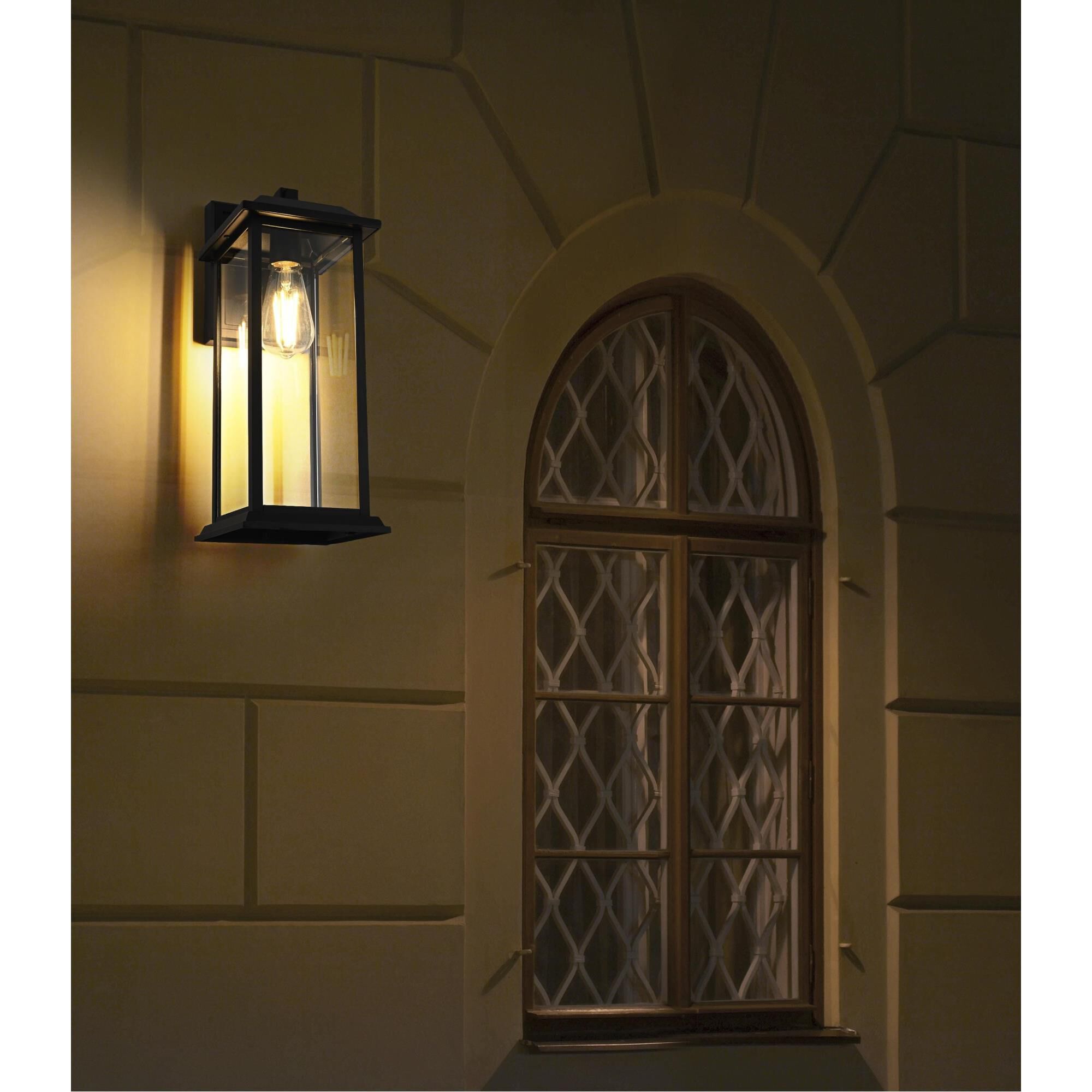 Shown in Black finish and Clear glass