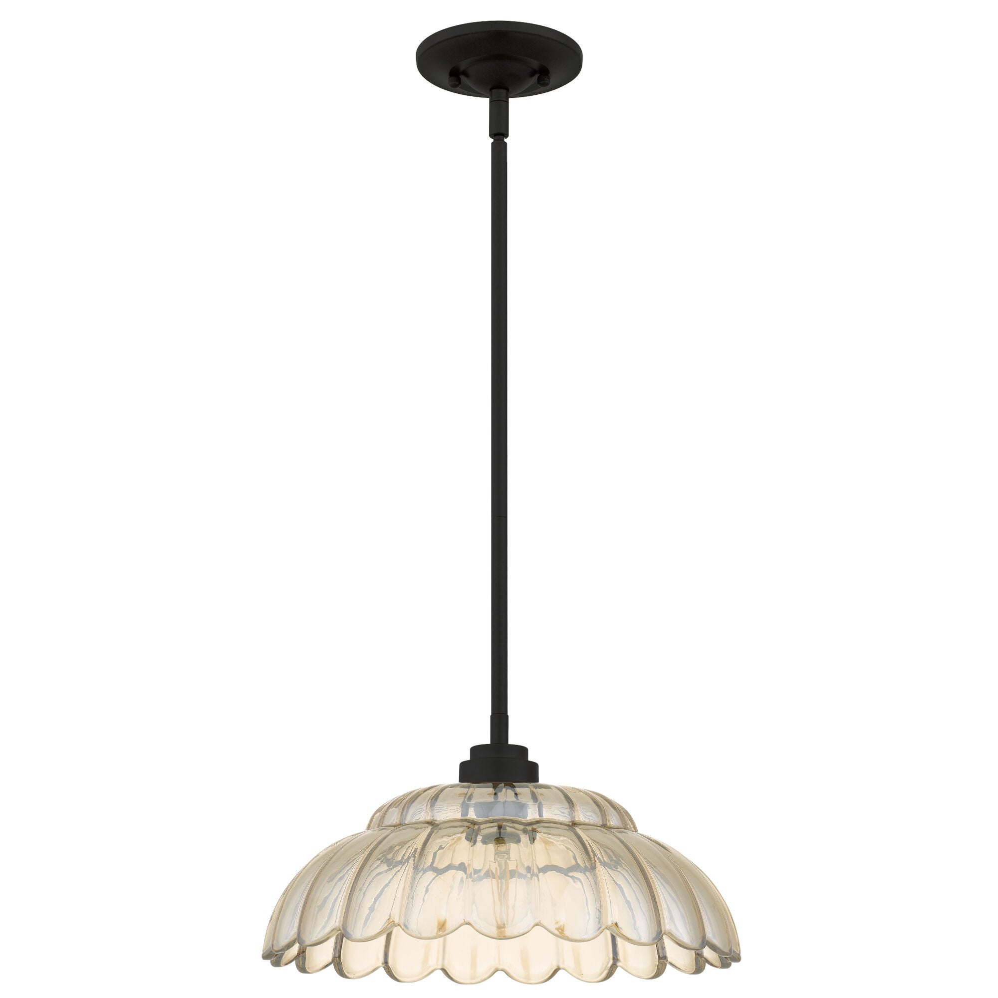 Shown in Mottled Cocoa finish and Amber Glass shade