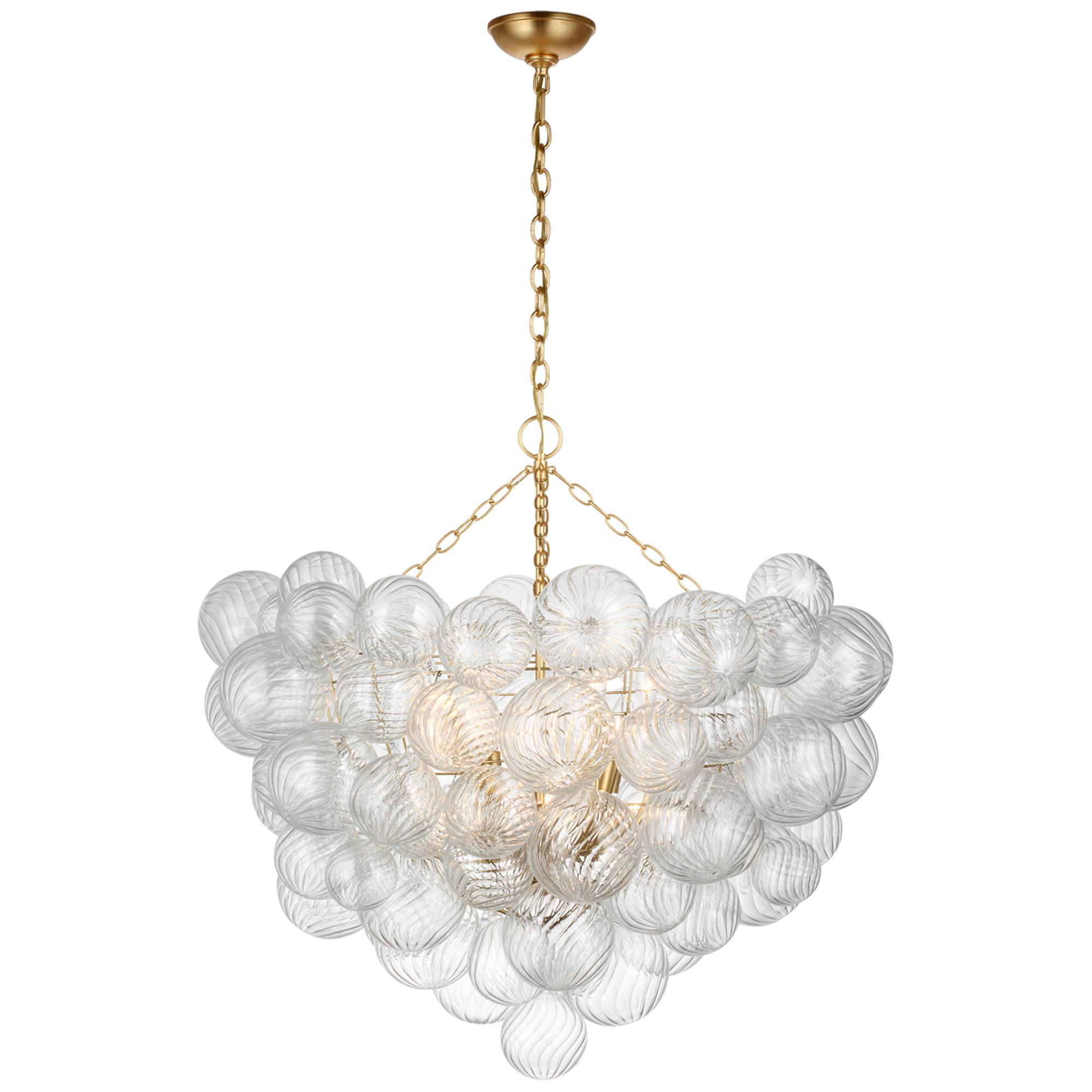 Shown in Gild finish and Clear Swirled glass