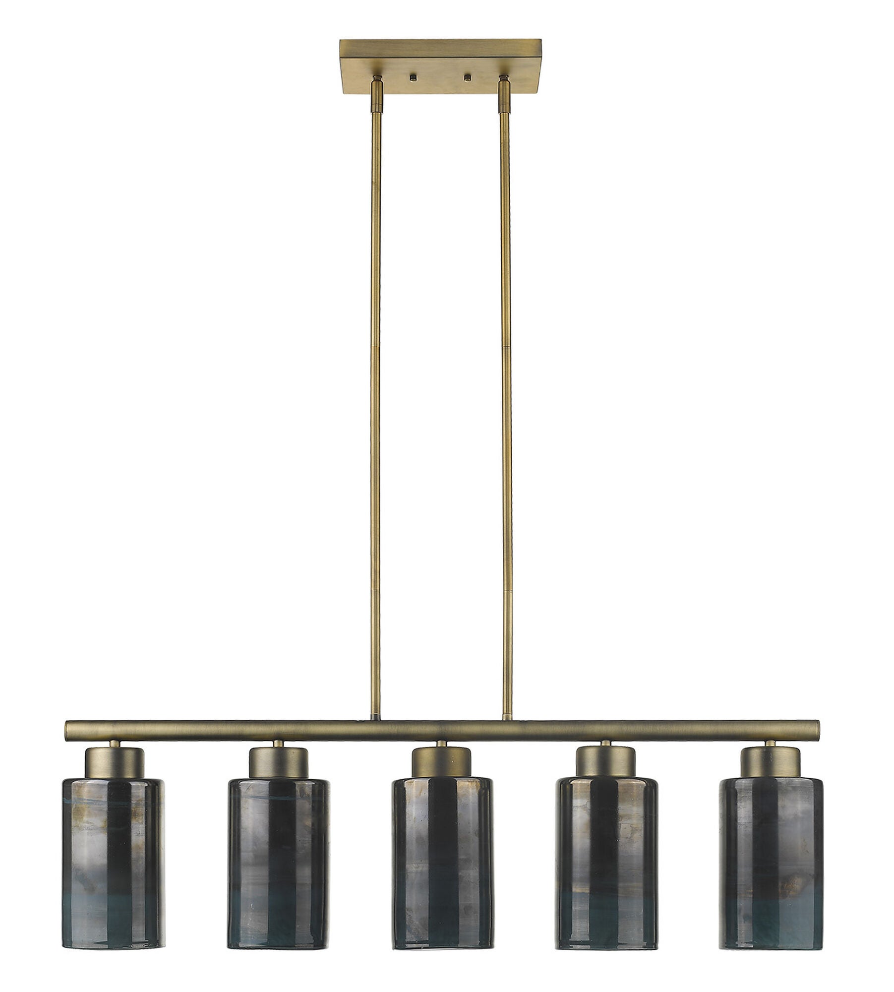 Shown in Brass finish and Blue/Gold glass and Blue/Gold Cylindrical Glass s shade