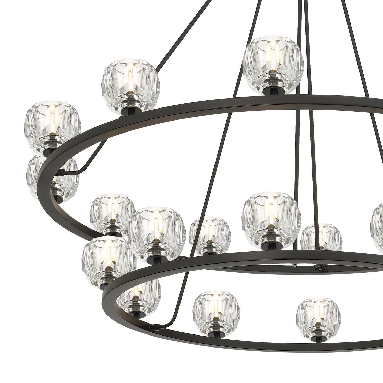 Shown in Matte Black finish and Faceted Cut crystal and Crystal glass and Crystal shade