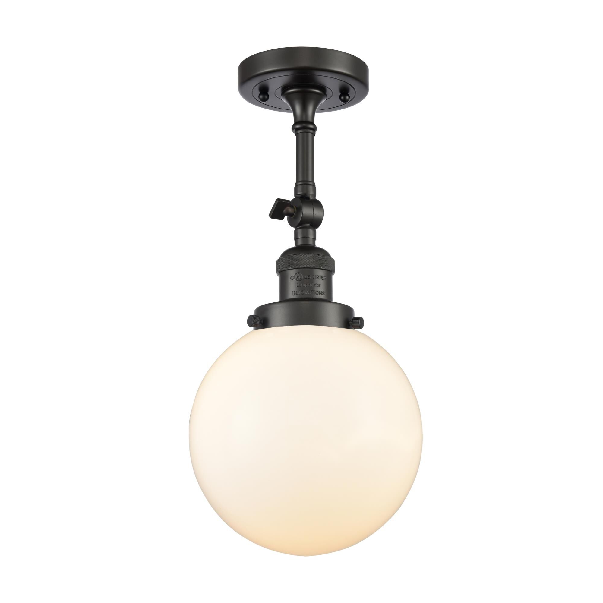 Shown in Oil Rubbed Bronze finish and Matte White Cased glass and No Accent accent