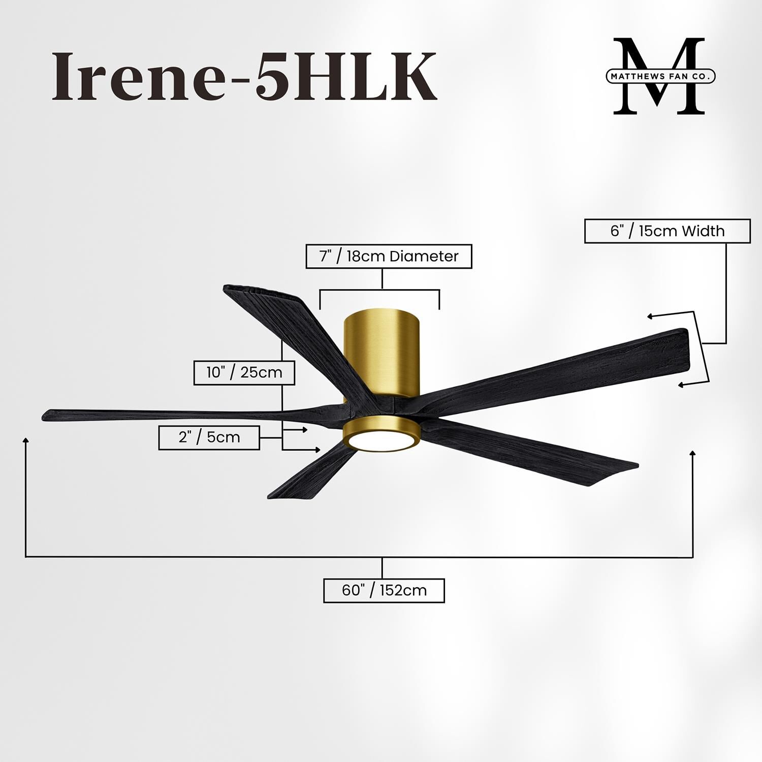 Irene 60 Inch Flush Mount Fan with Light Kit by Matthews Fan Company
