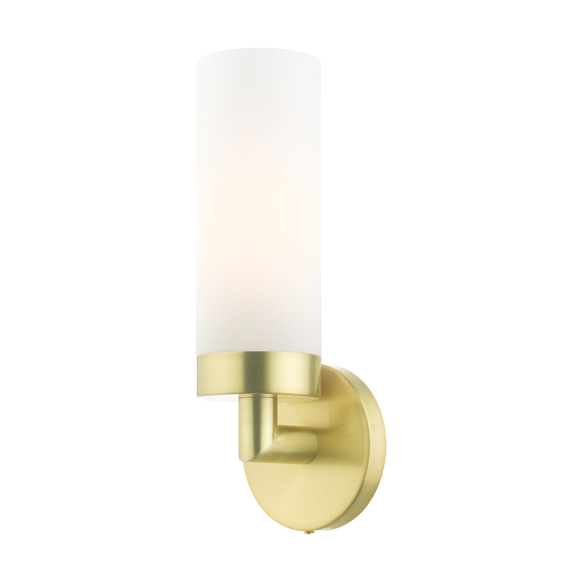 Shown in Satin Brass finish and Hand Blown Satin Opal White glass
