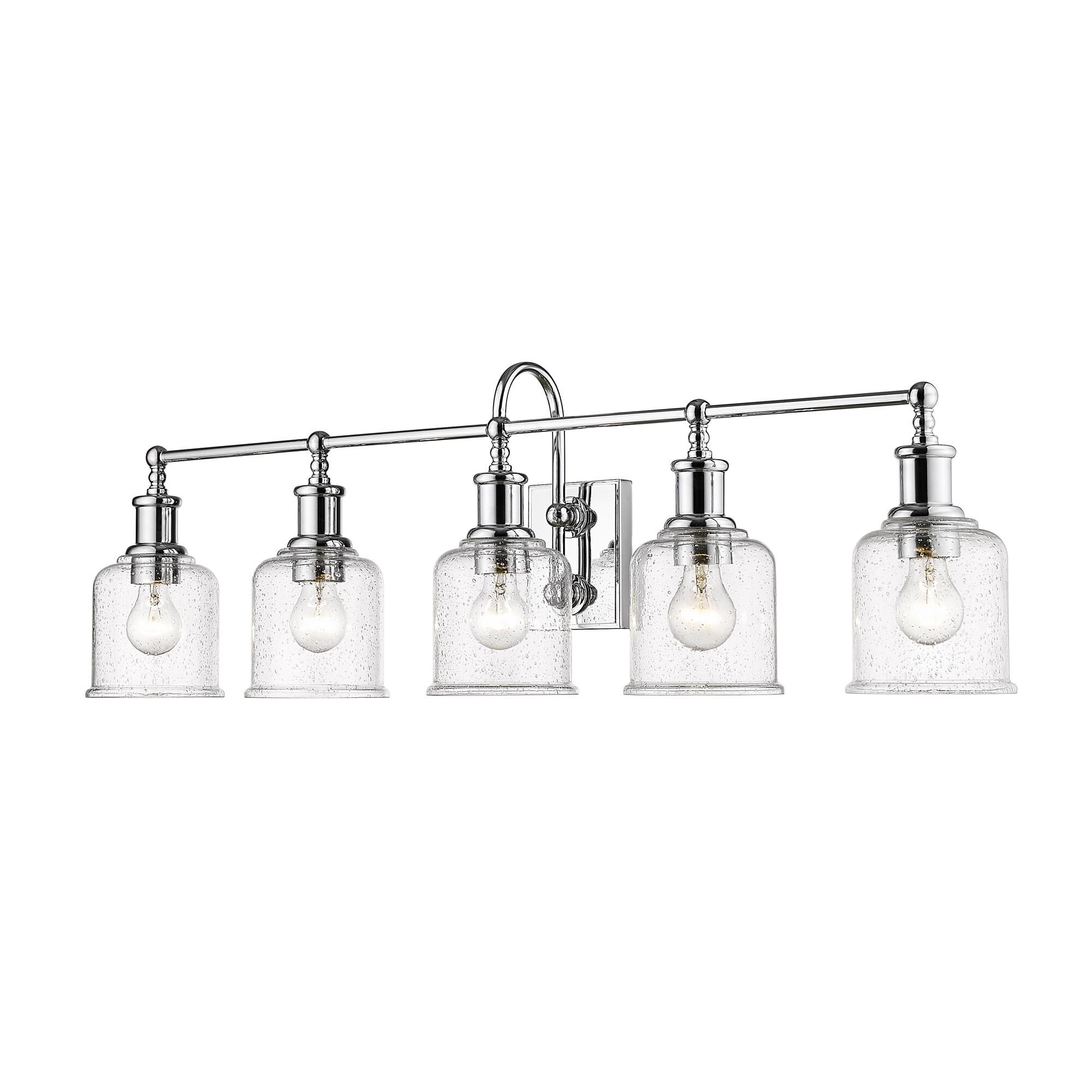 Shown in Chrome finish and Glass shade