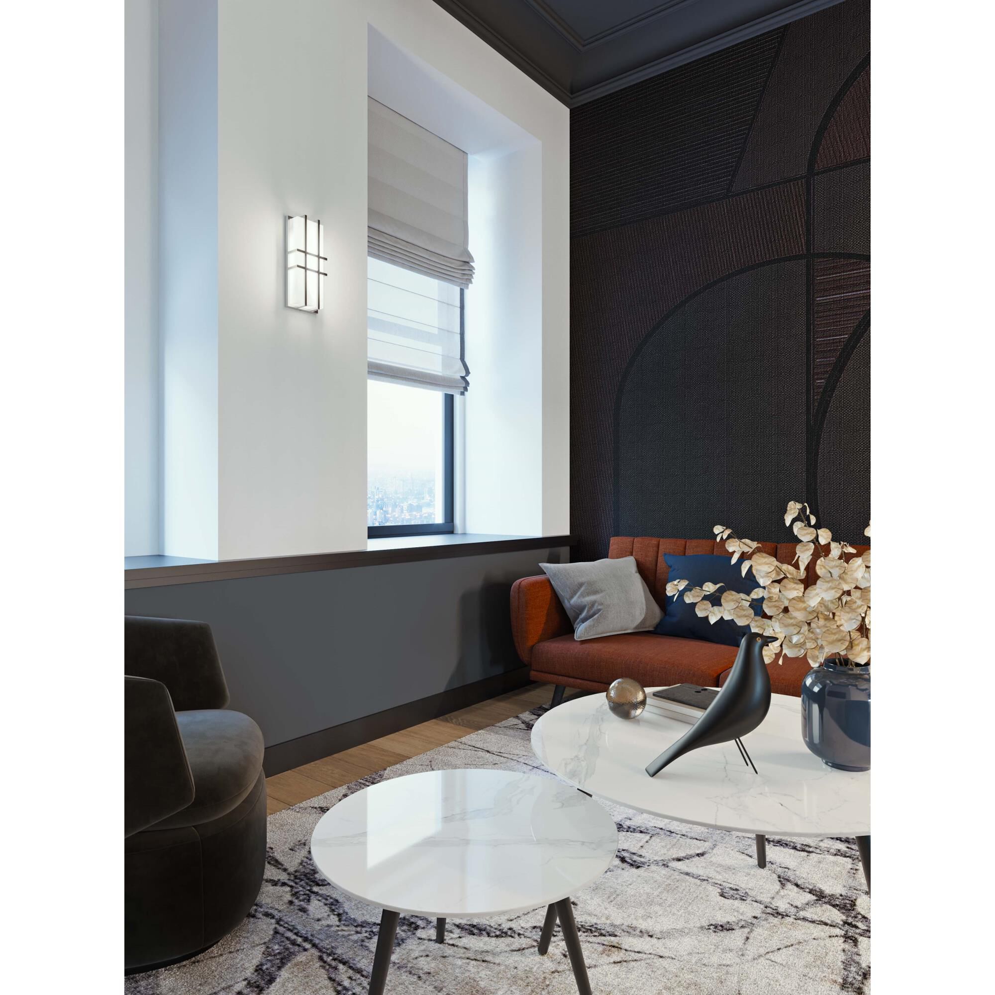 Shown in Satin Nickel finish and White Acrylic shade