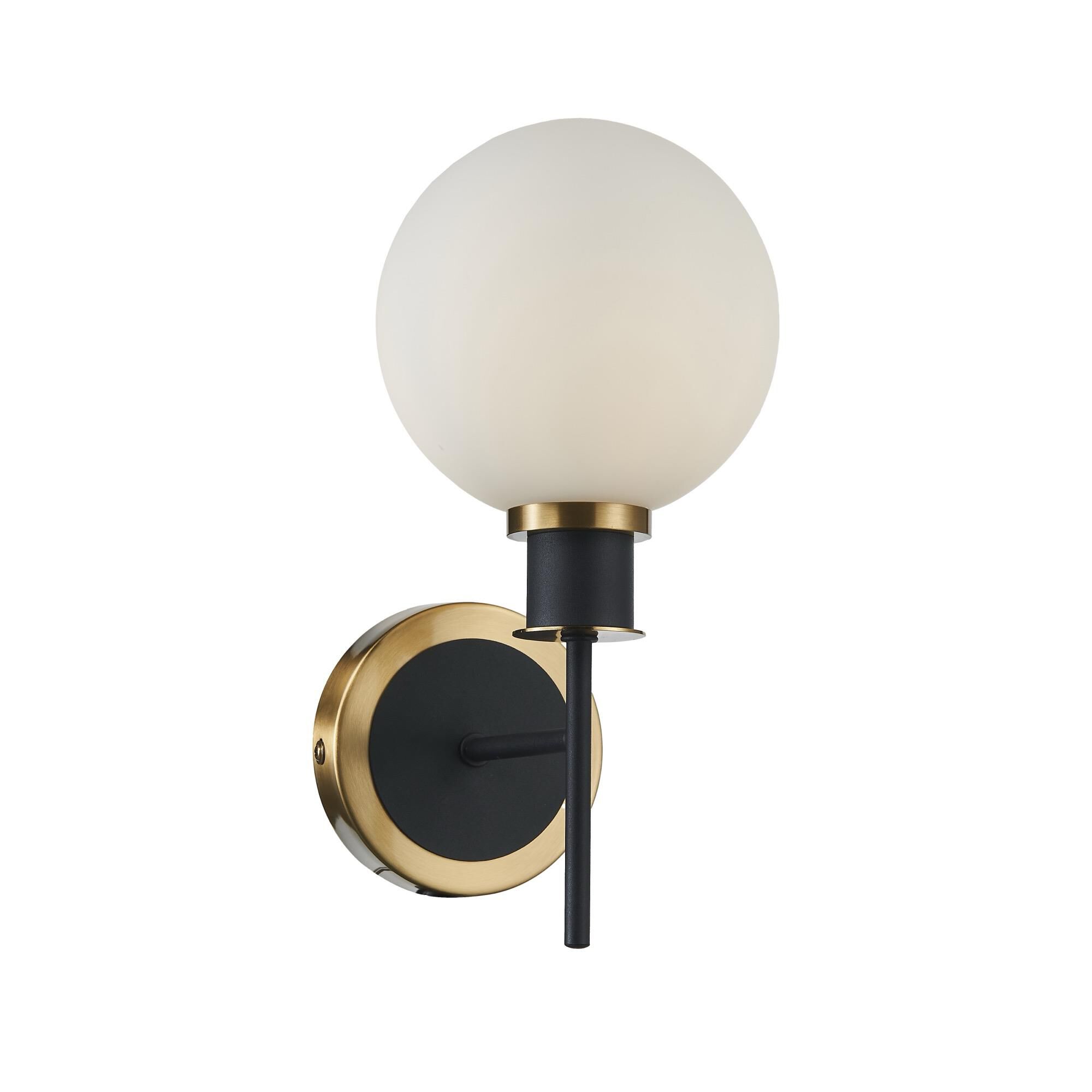 Shown in Black And Brushed Brass finish and Glass shade