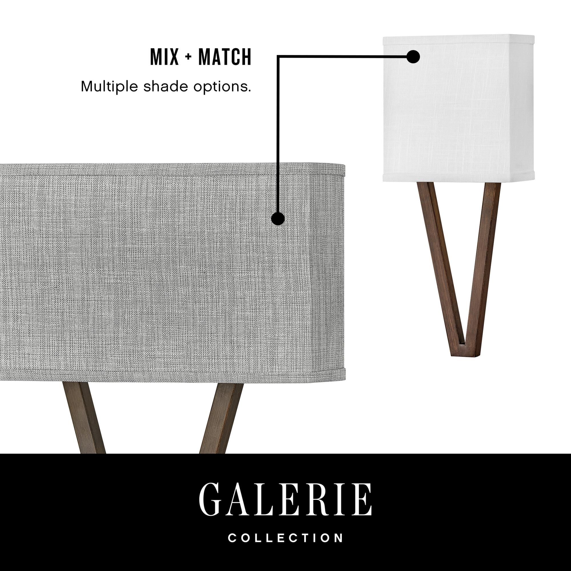 Shown in Walnut finish and Heathered Gray Slub shade