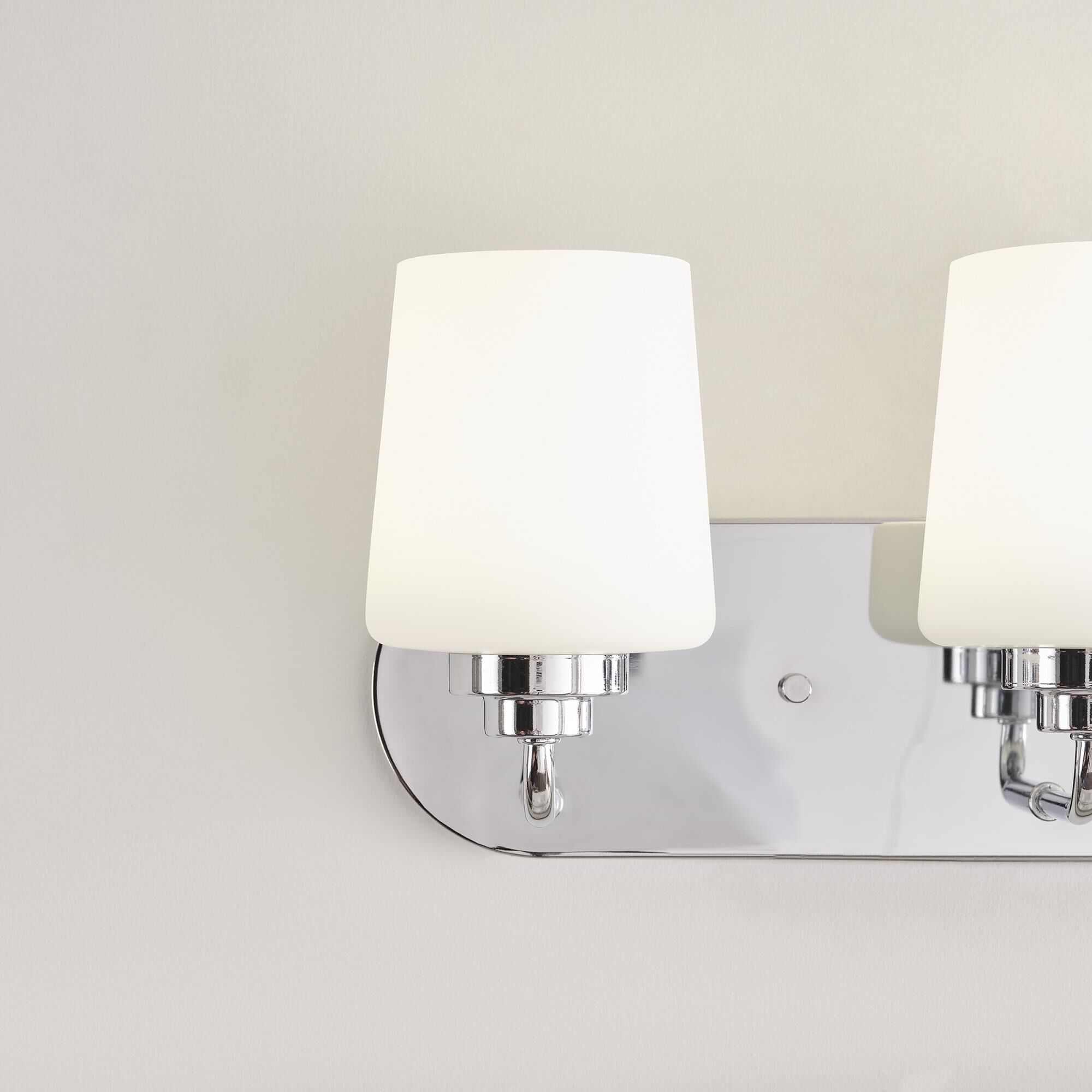 Shown in Chrome finish and Etched with White Inside glass