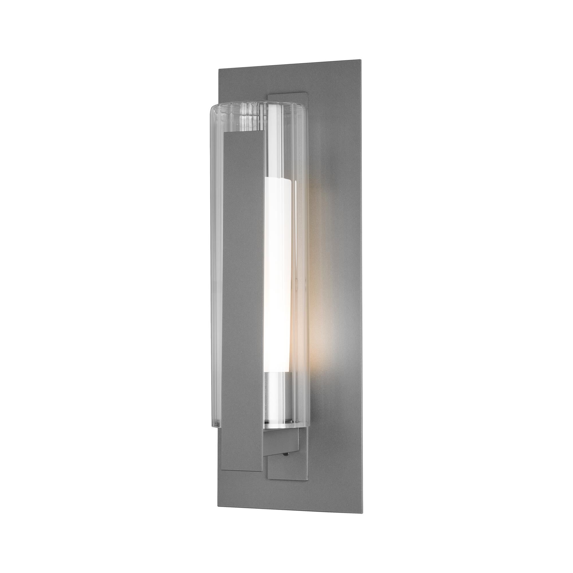 Shown in Coastal Burnished Steel finish and Opal And Clear glass