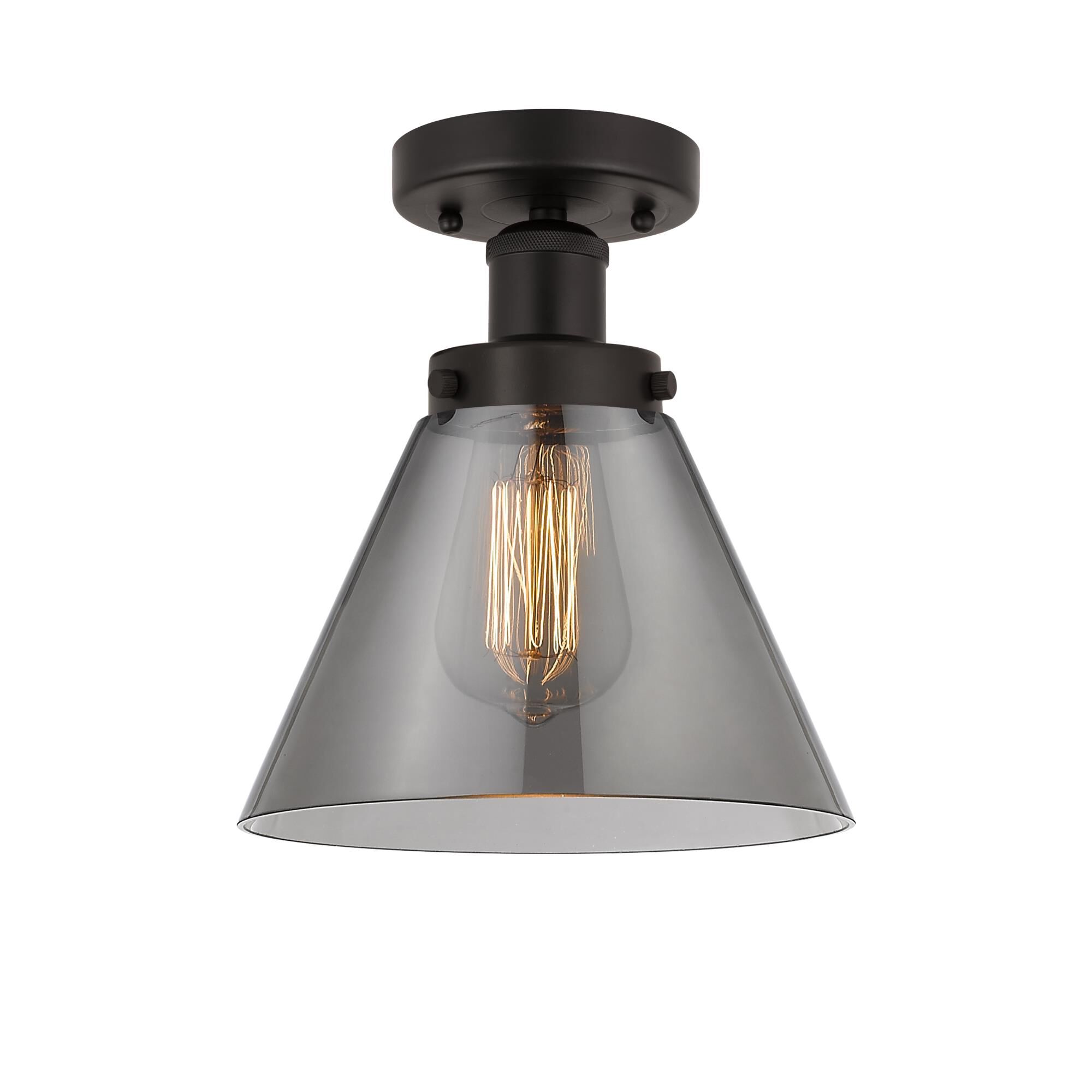 Shown in Oil Rubbed Bronze, Plated Smoke finish and Plated Smoke glass and Plated Smoke Glass shade