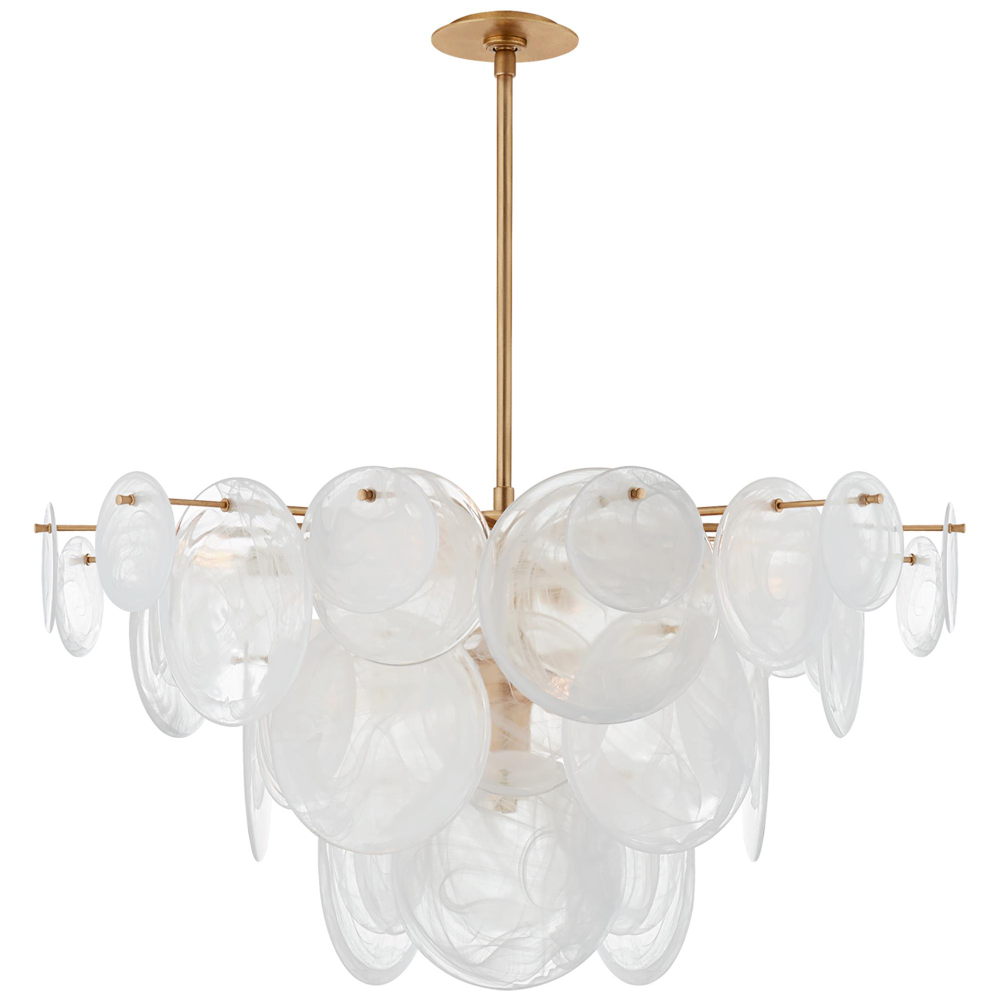Shown in Gild finish and White Strie glass