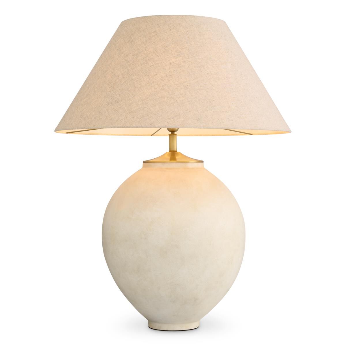 Shown in Sand, Brushed Brass finish and Linen shade