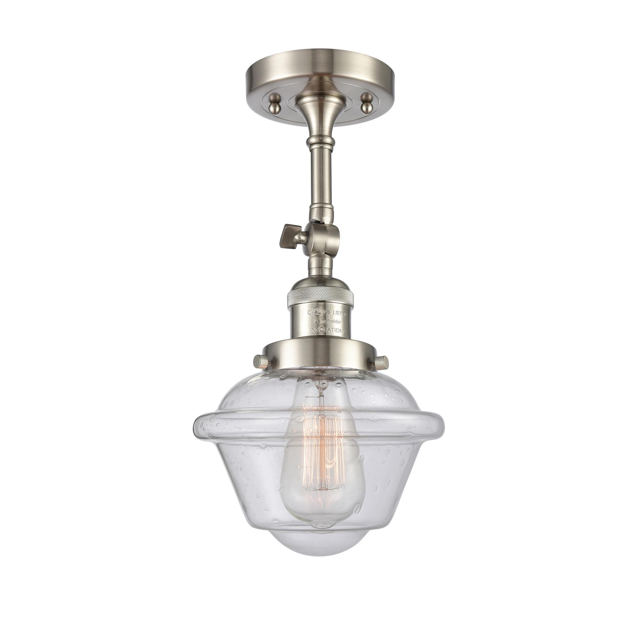Shown in Brushed Satin Nickel finish and Seedy glass
