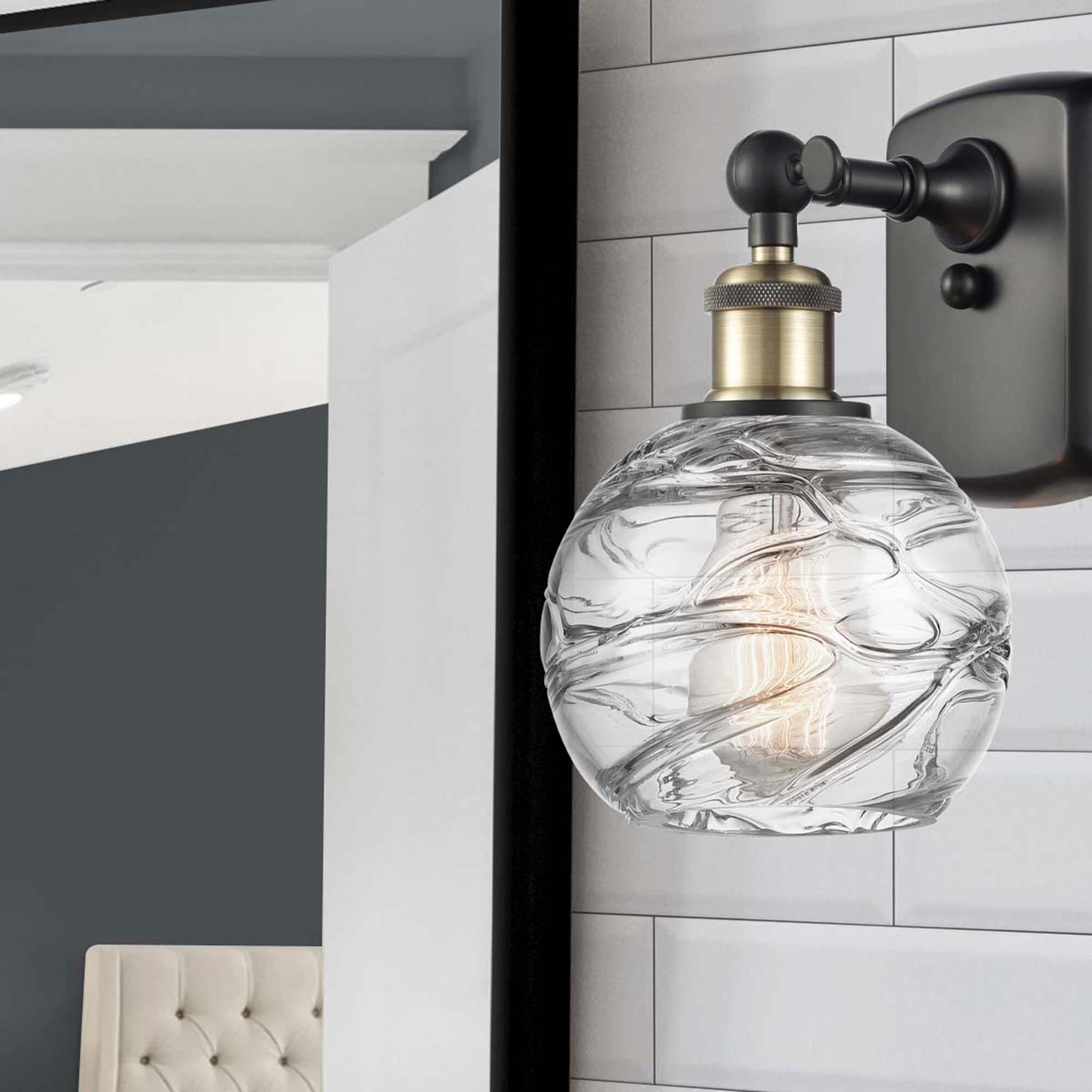 Shown in Black Antique Brass finish and Sphere glass and Glass shade