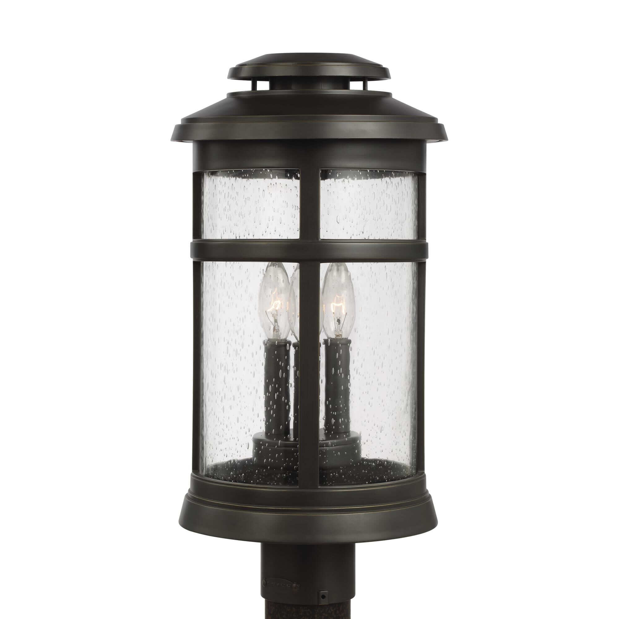 Shown in Antique Bronze finish and Clear Seeded glass