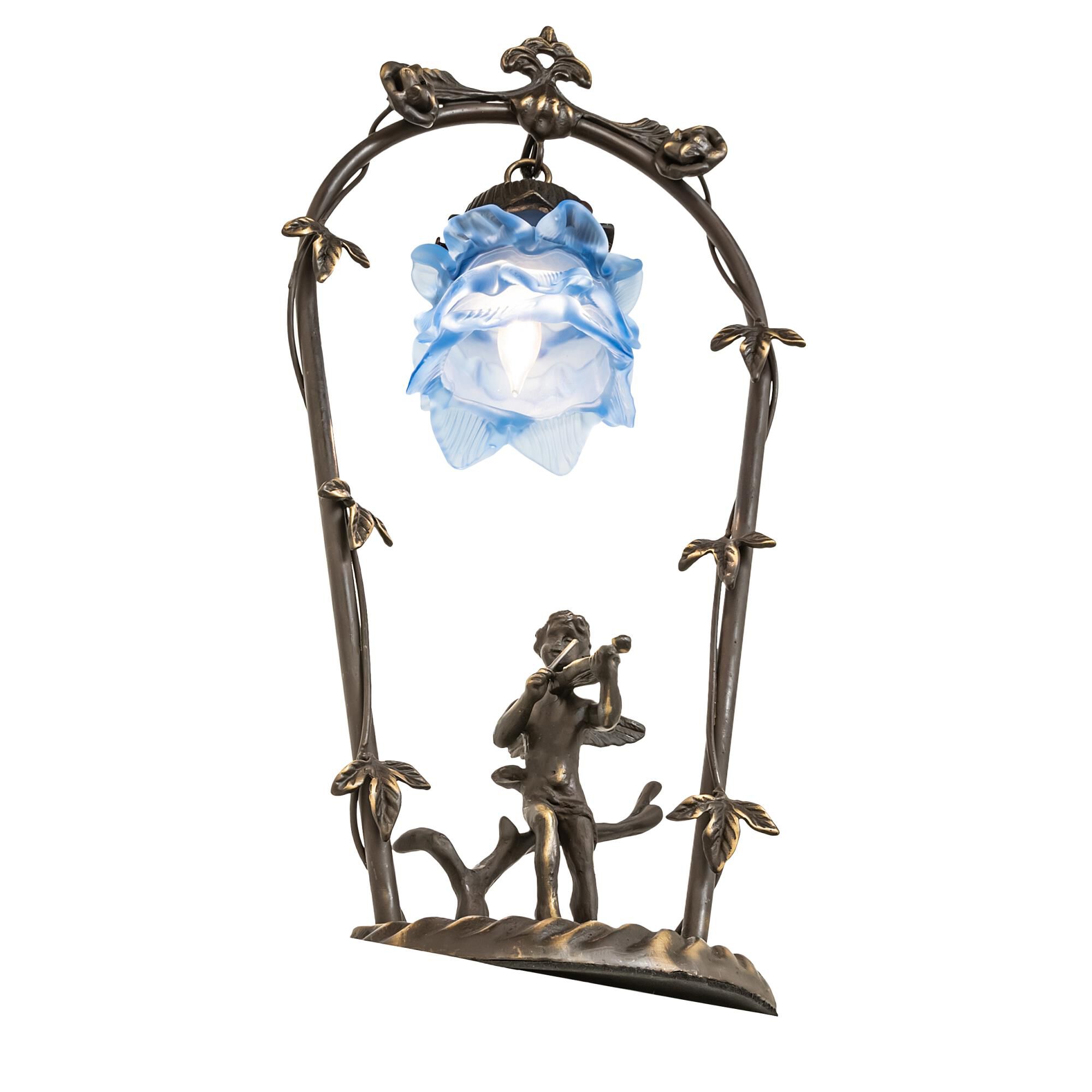 Shown in Antique Finish;Antique Brass finish and Blue glass