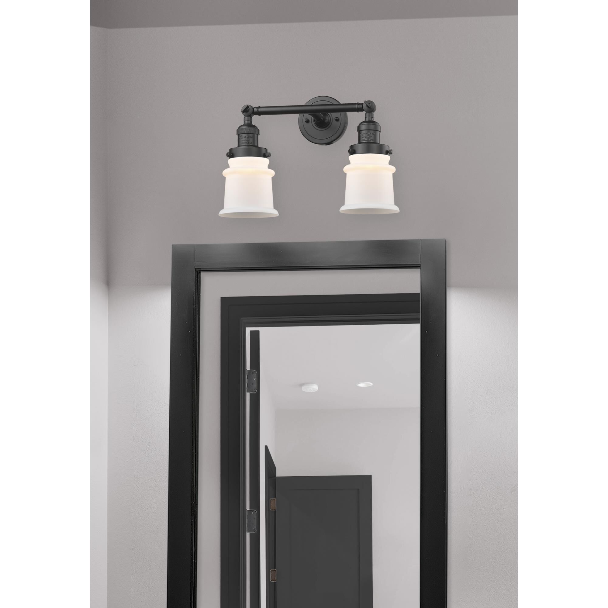 Shown in Oil Rubbed Bronze finish and Matte White Cased glass