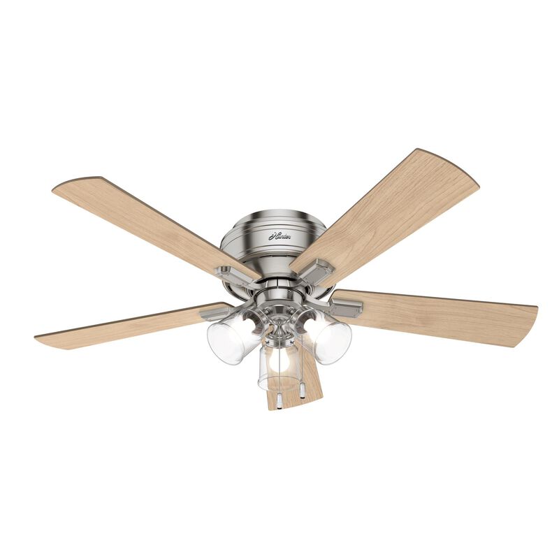 Crestfield 52 Inch Flush Mount Fan with Light Kit by Hunter Fan